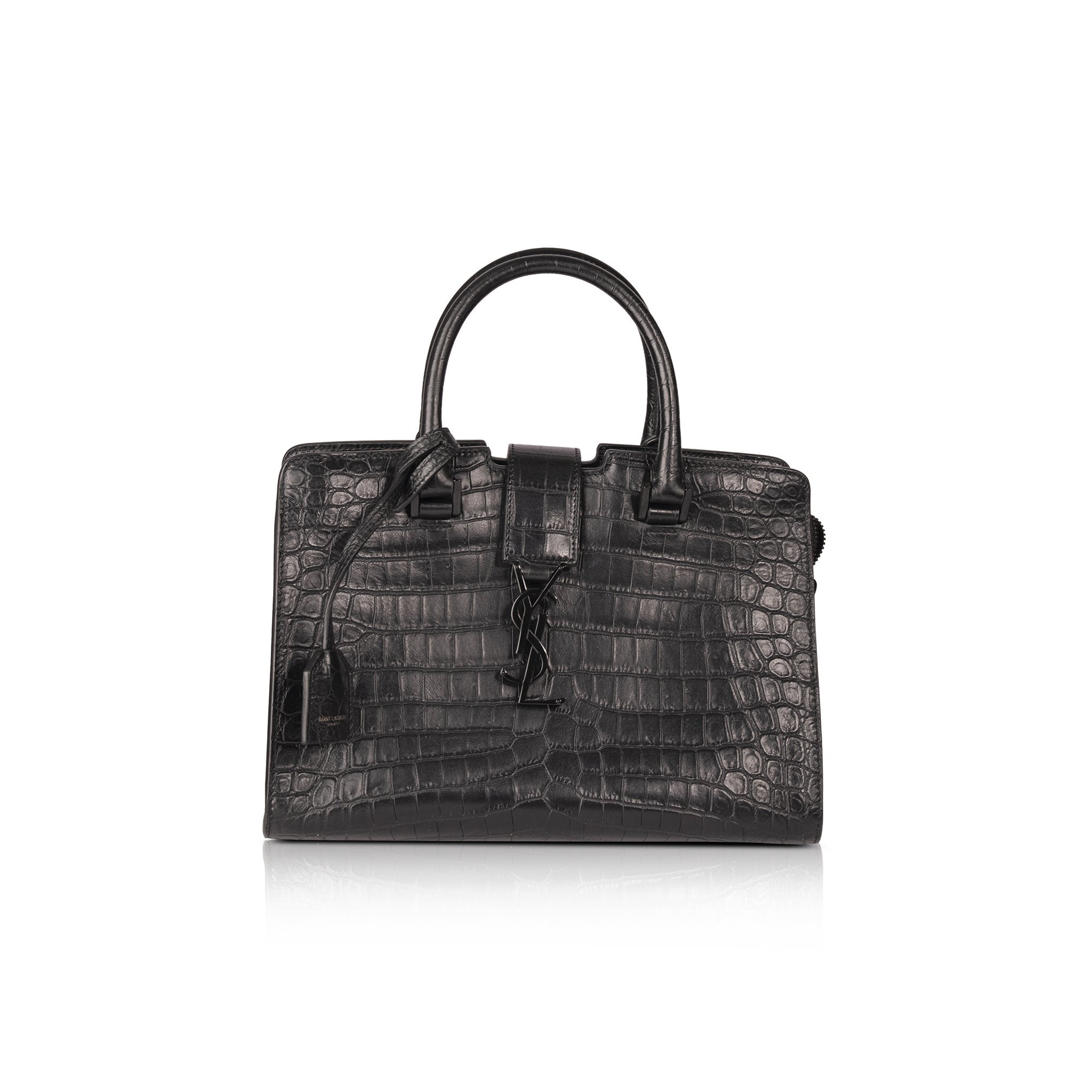 Saint Laurent Small Embossed Croc Monogram Cabas Bag