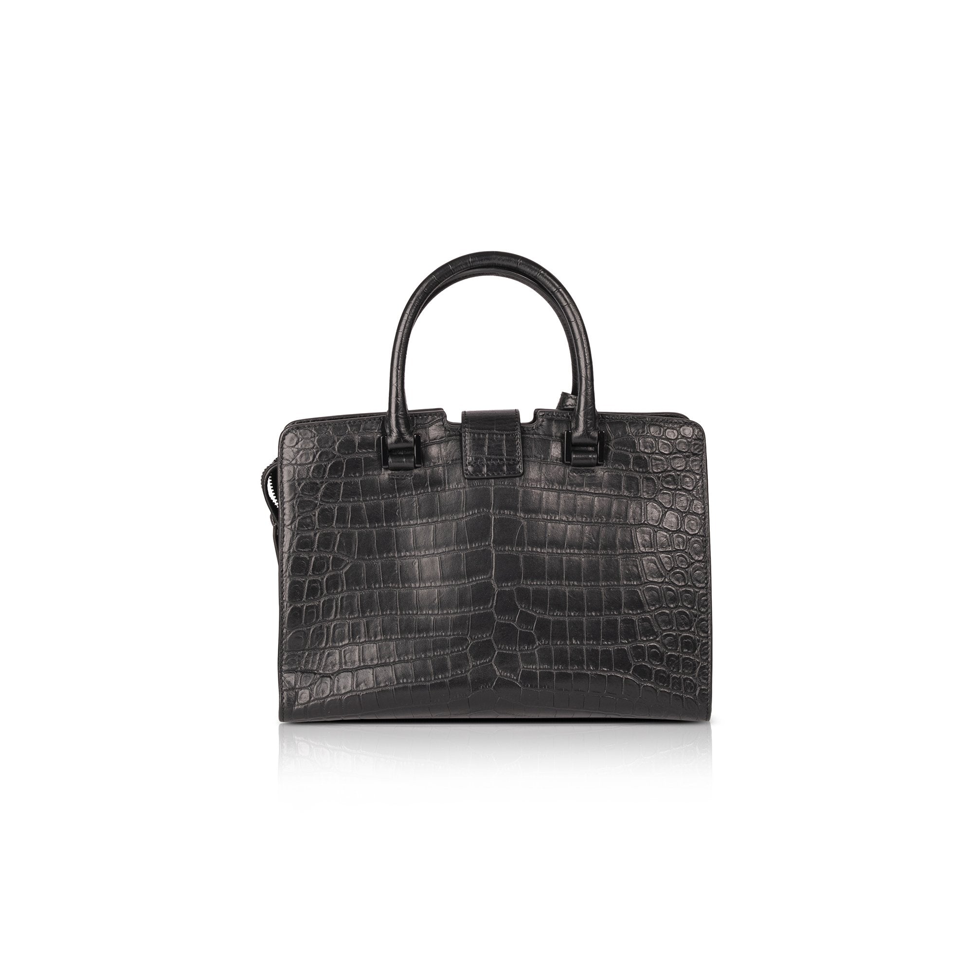 Saint Laurent Small Embossed Croc Monogram Cabas Bag