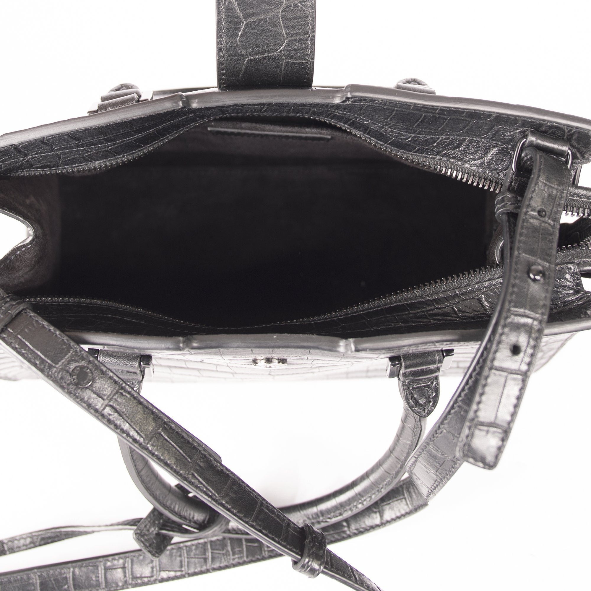 Saint Laurent Small Embossed Croc Monogram Cabas Bag