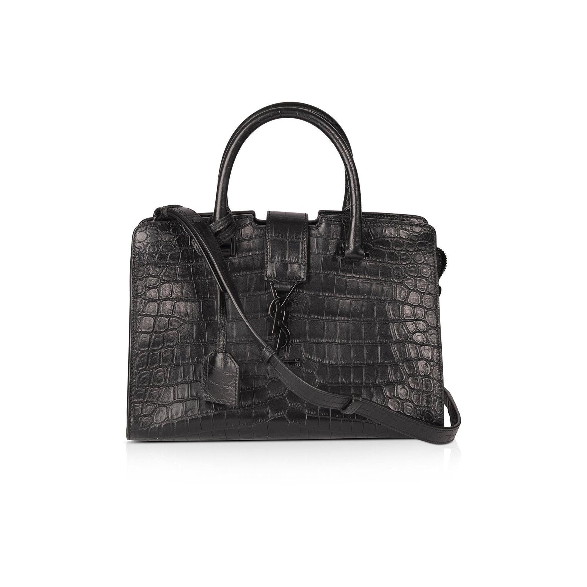 Saint Laurent Small Embossed Croc Monogram Cabas Bag