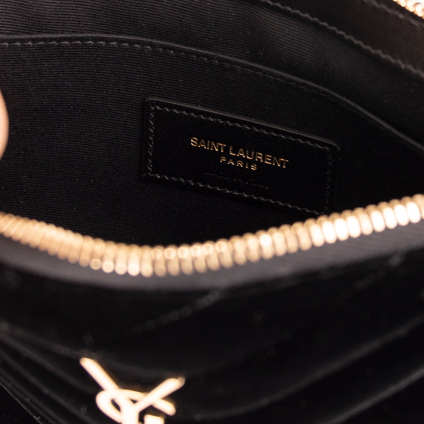 Saint Laurent Velvet Cassandre Wrist Pouch w/ Box