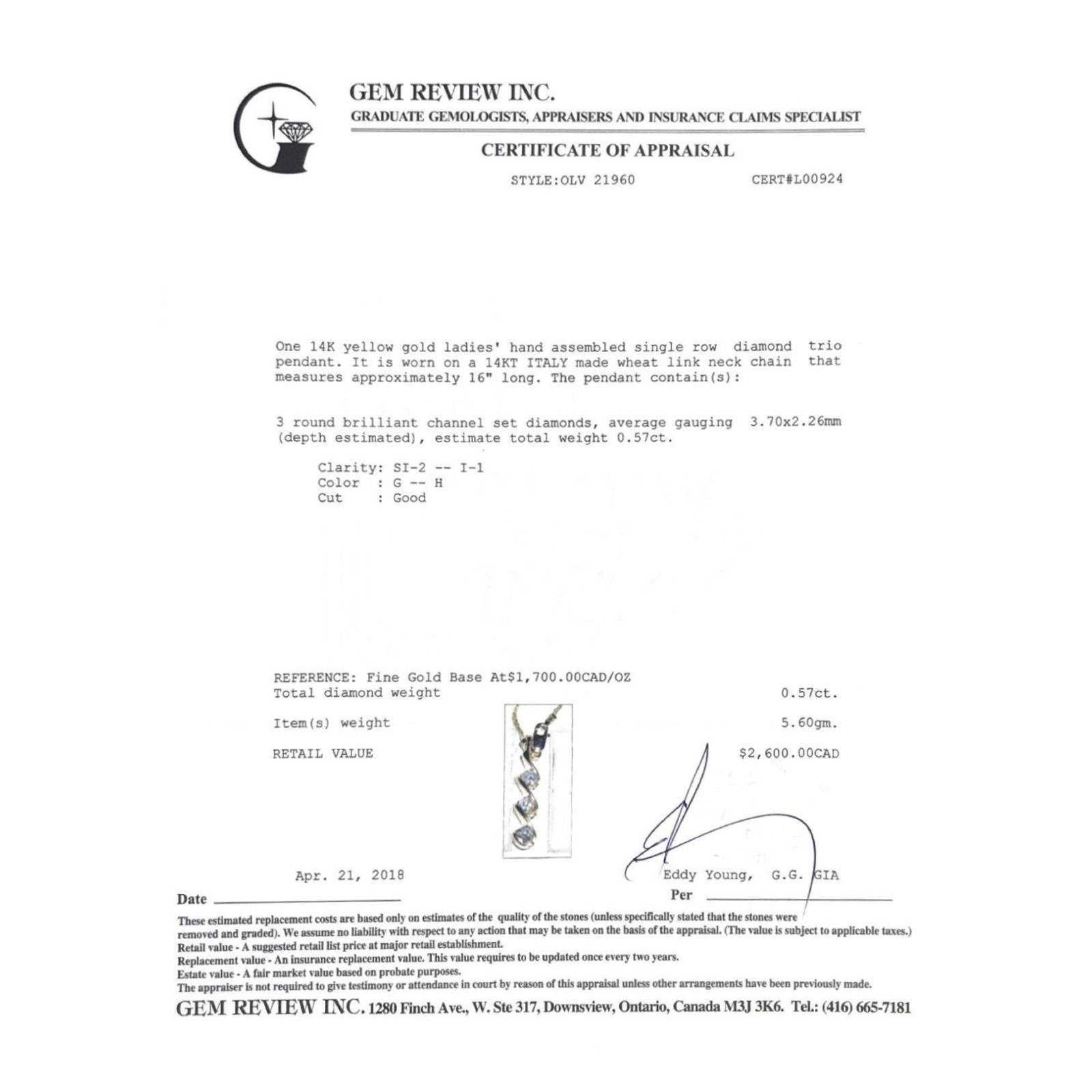 Single Row Diamond Trio Pendant Necklace