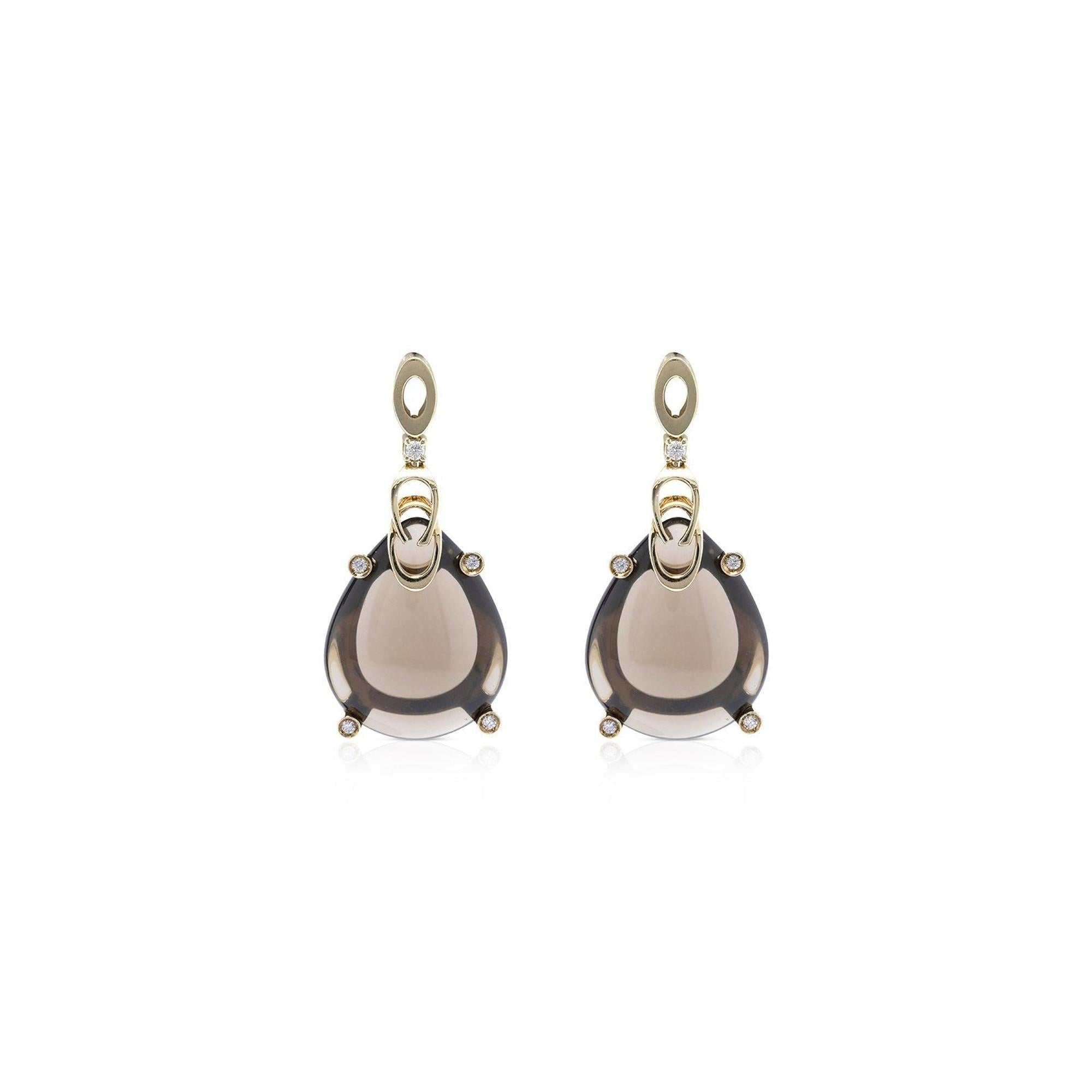 Smoky Quartz and Diamond Drop Earrings