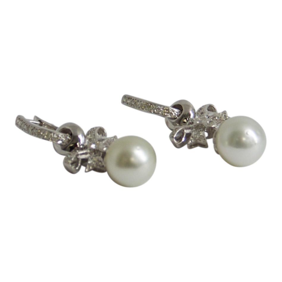 South Sea Pearl and Diamond Drop Earrings