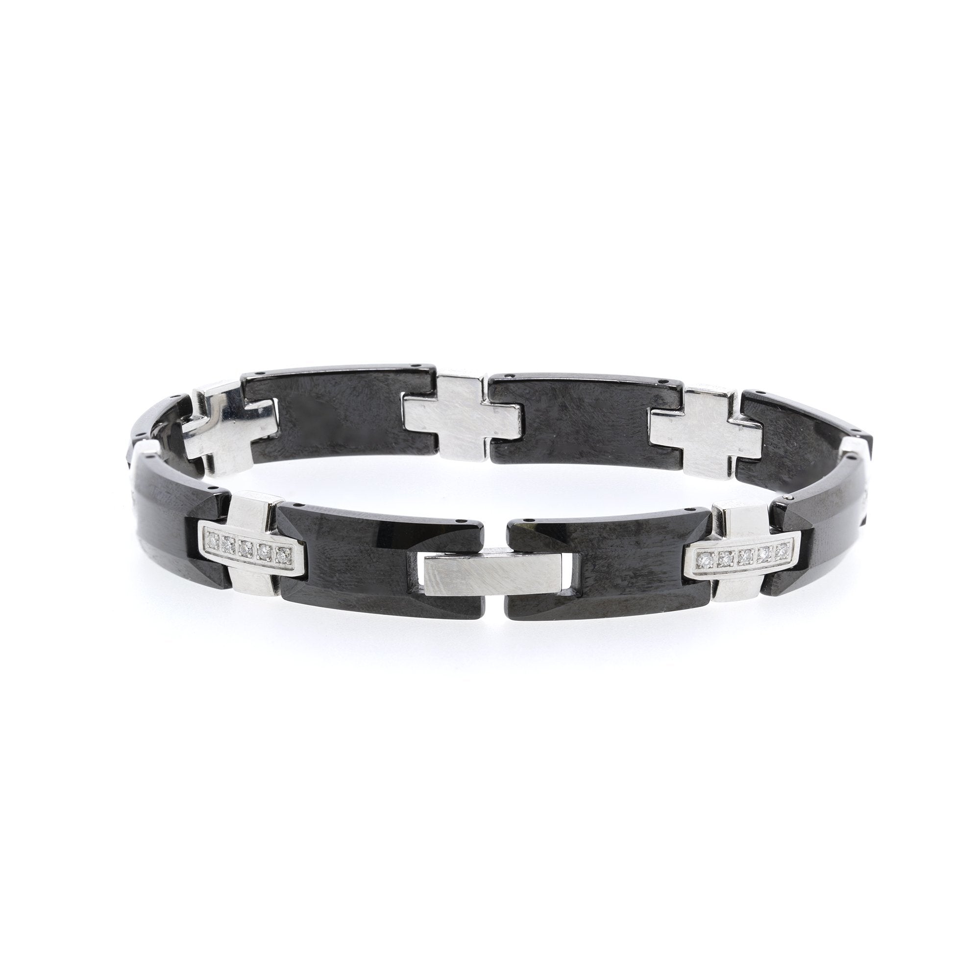 Stainless Steel and Tungsten Diamond Link Bracelet