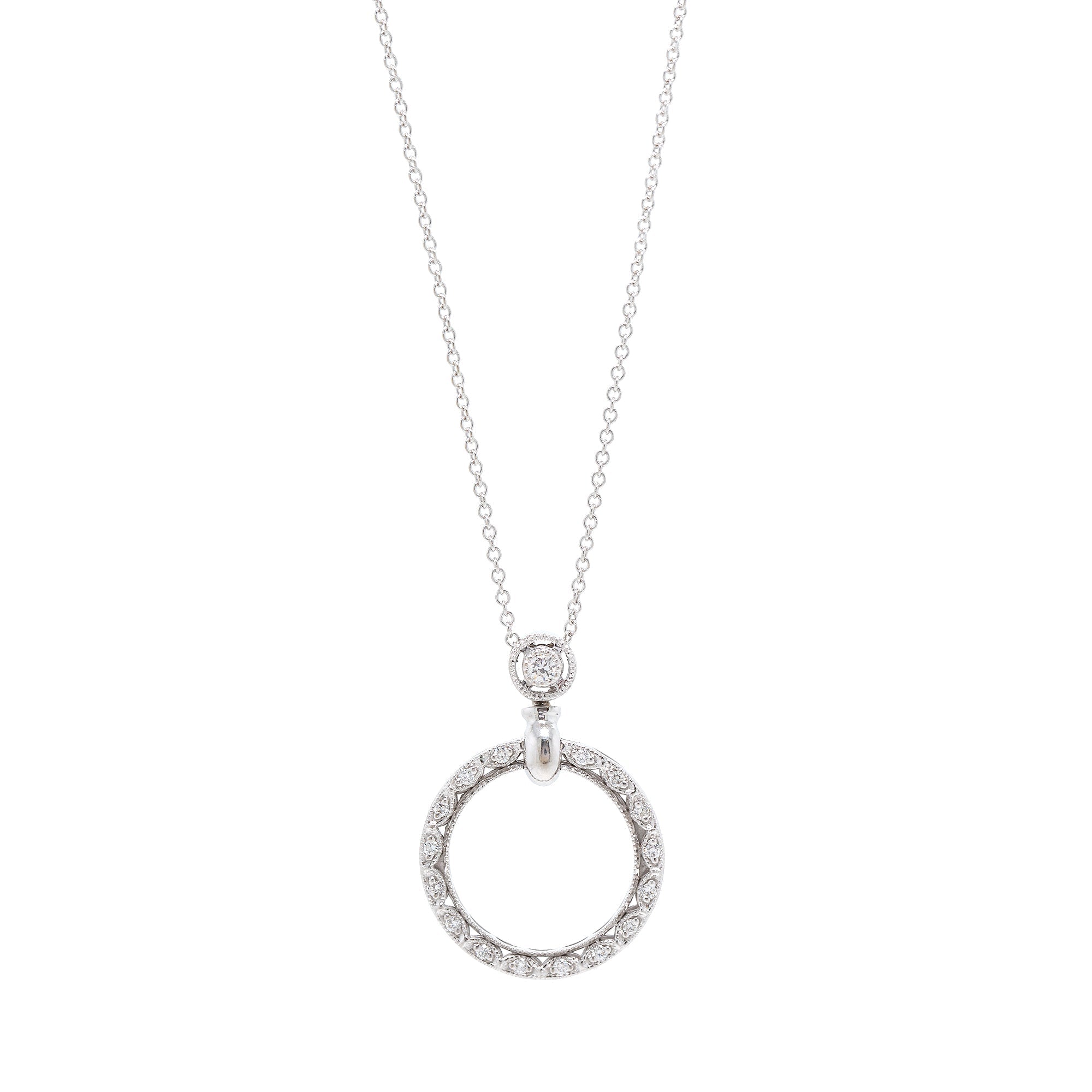 Tacori 18k White Gold Diamond Circle of Love Pendant Necklace
