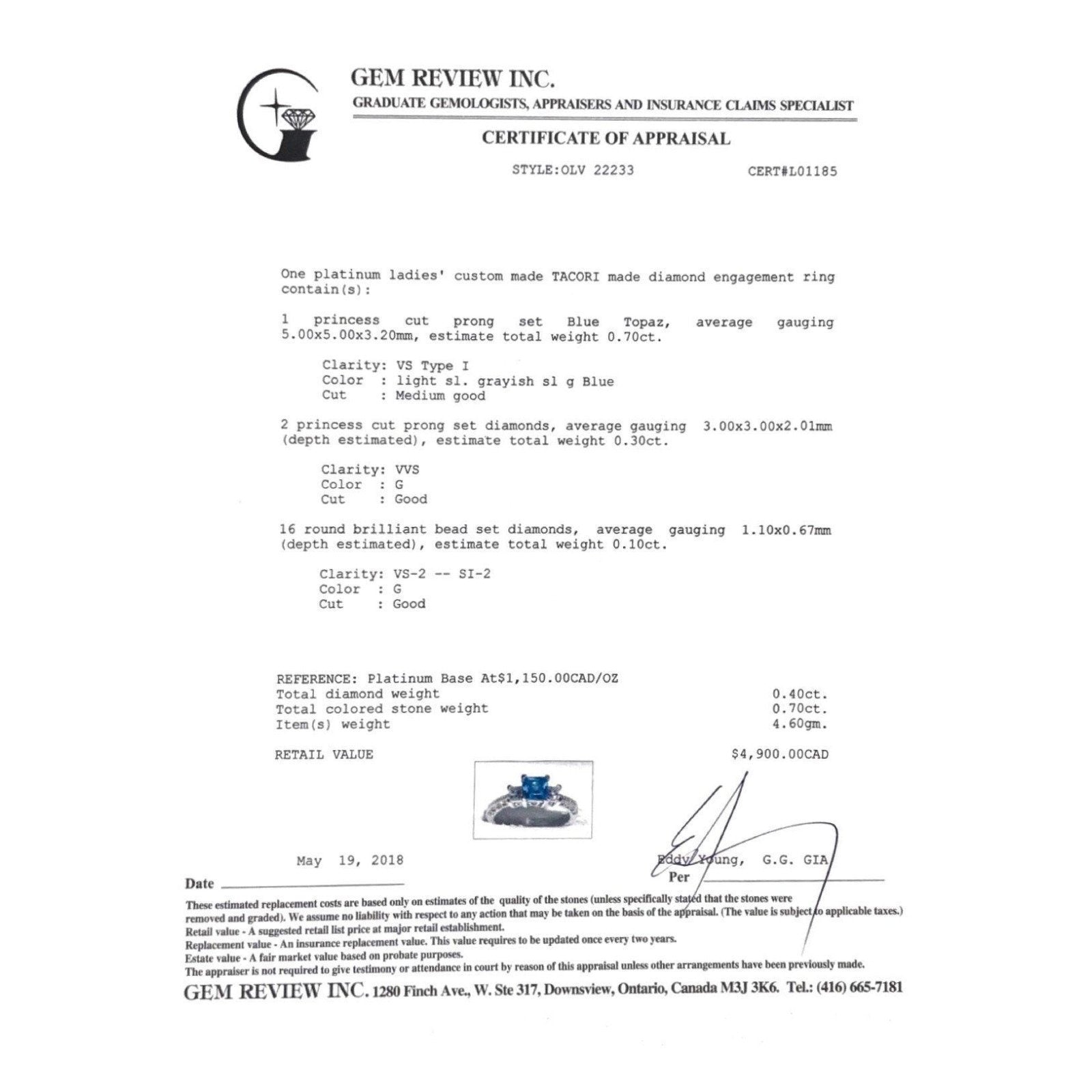 Tacori Blue Topaz and Diamond Engagement Ring