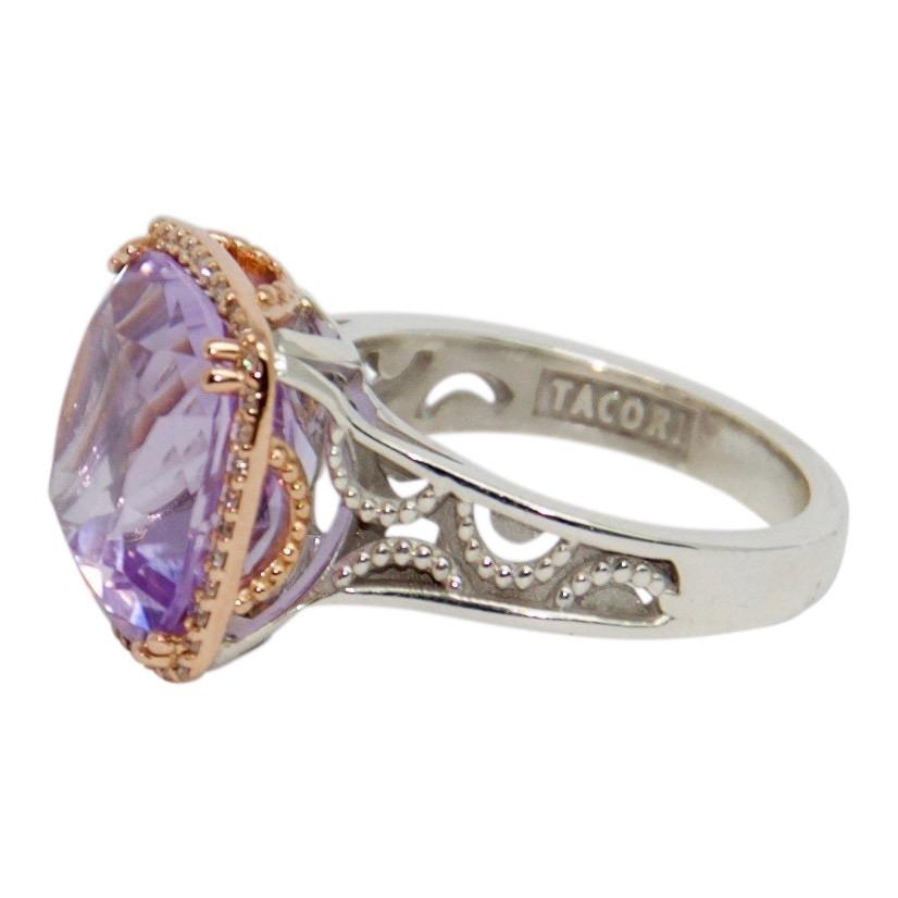 Tacori Pave Crescent Ceiling Ring with Rose Amethyst and Diamonds