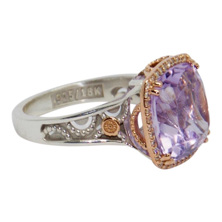 Tacori Pave Crescent Ceiling Ring with Rose Amethyst and Diamonds