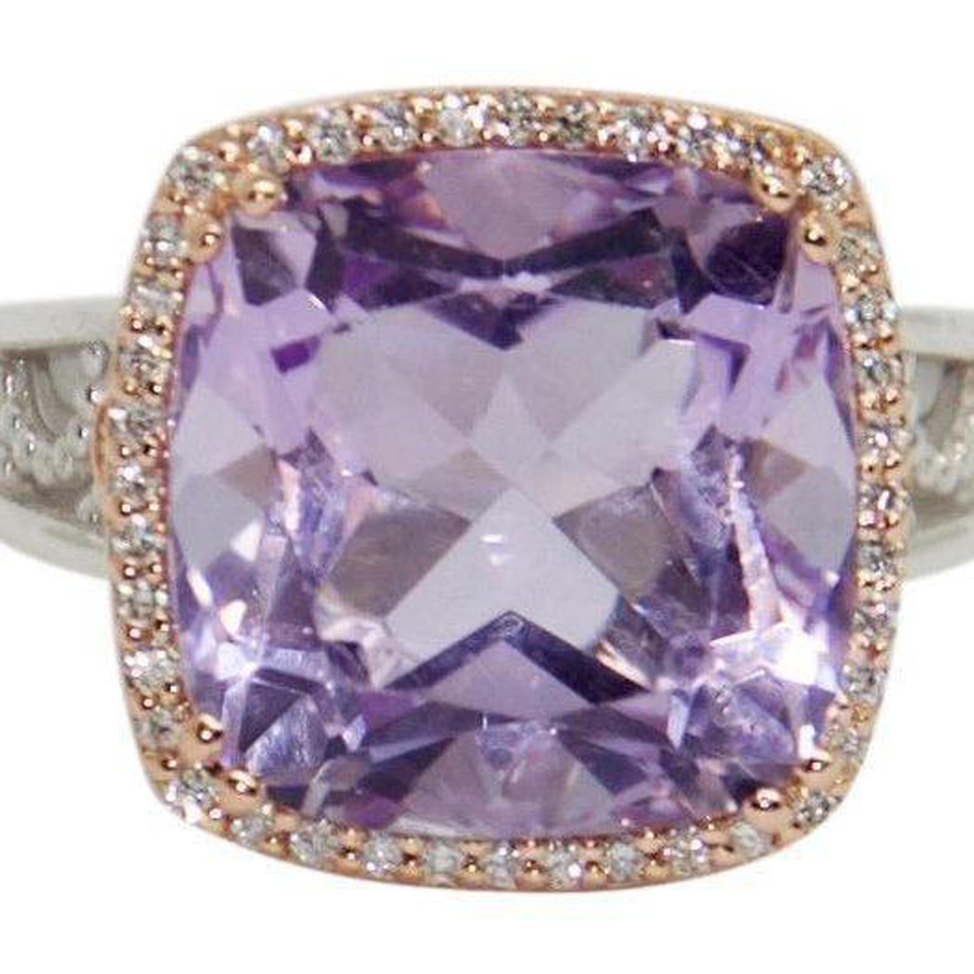 Tacori Pave Crescent Ceiling Ring with Rose Amethyst and Diamonds