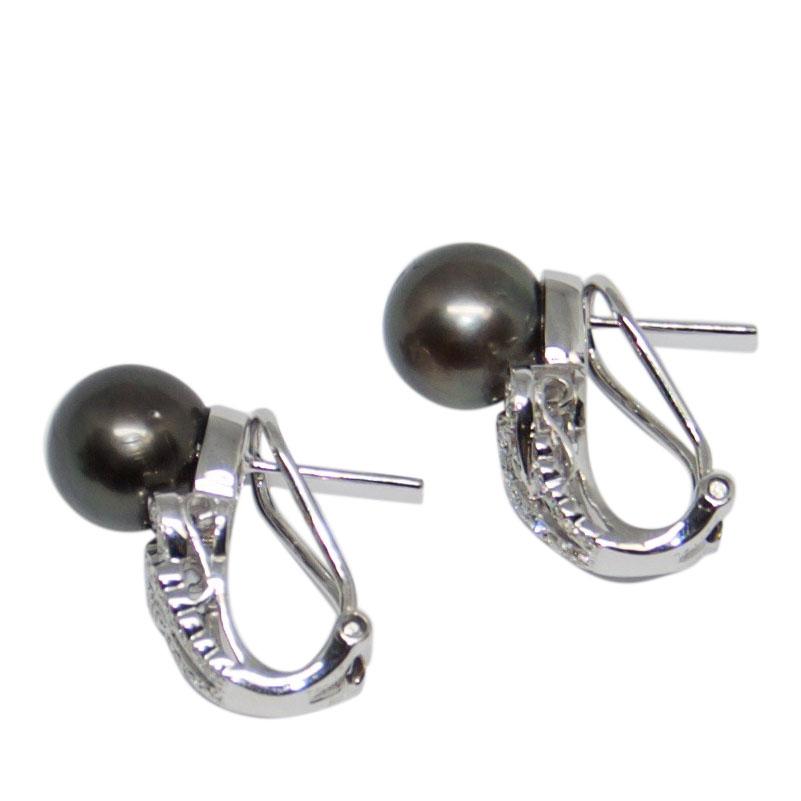 Tahitian South Sea Pearl And Diamond Earrings