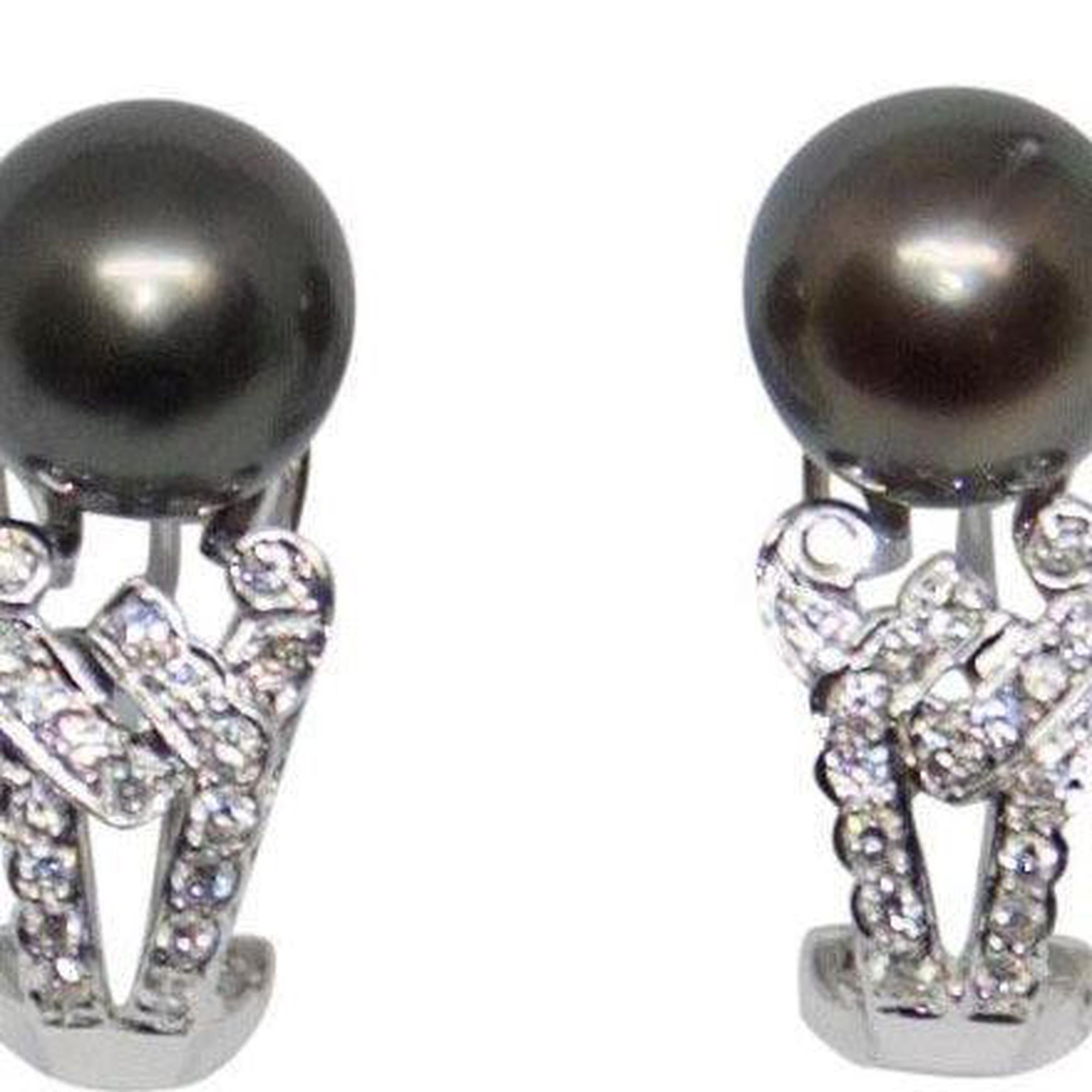 Tahitian South Sea Pearl And Diamond Earrings
