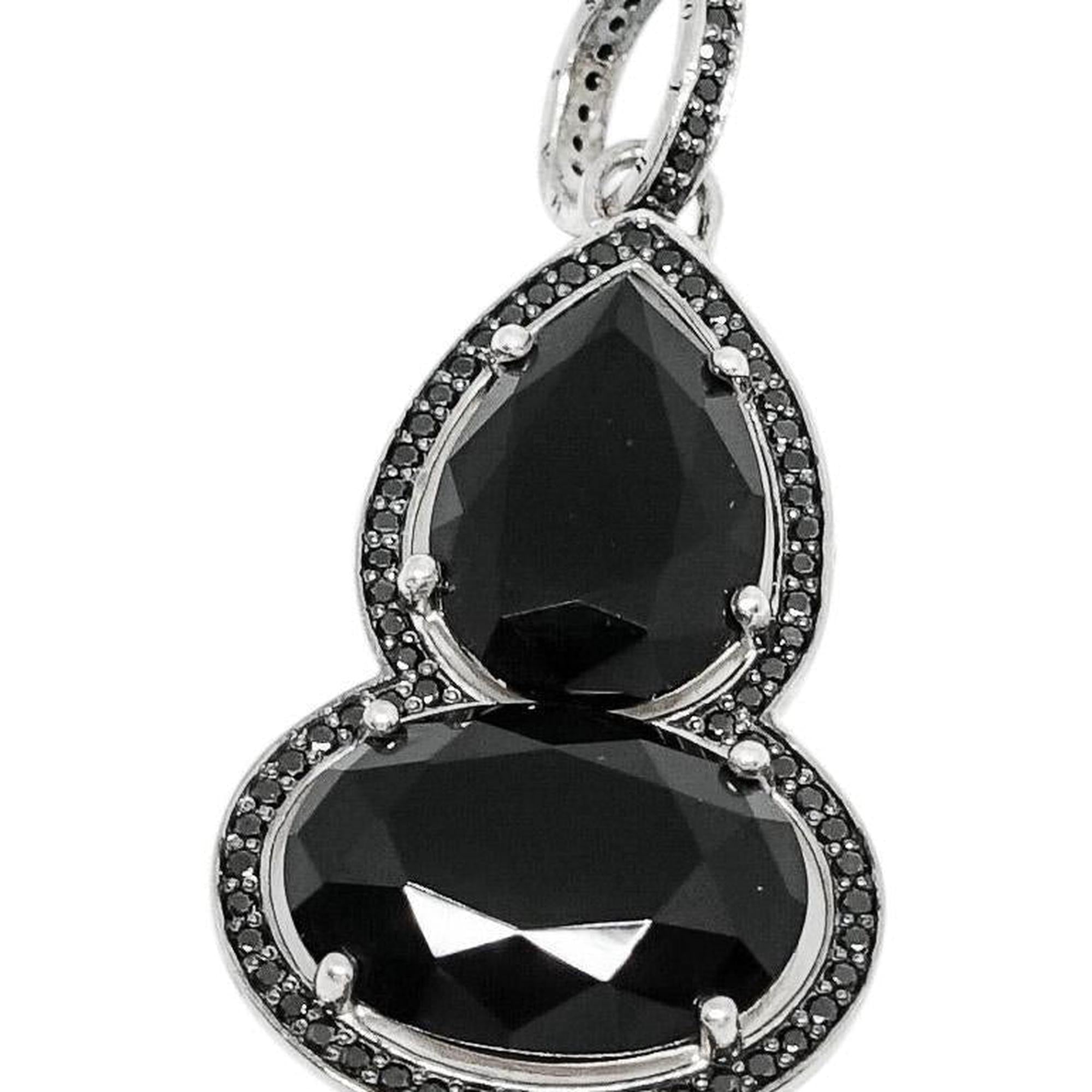 Thomas Sabo Black Onyx and Black CZ Drop Pendant in Sterling Silver