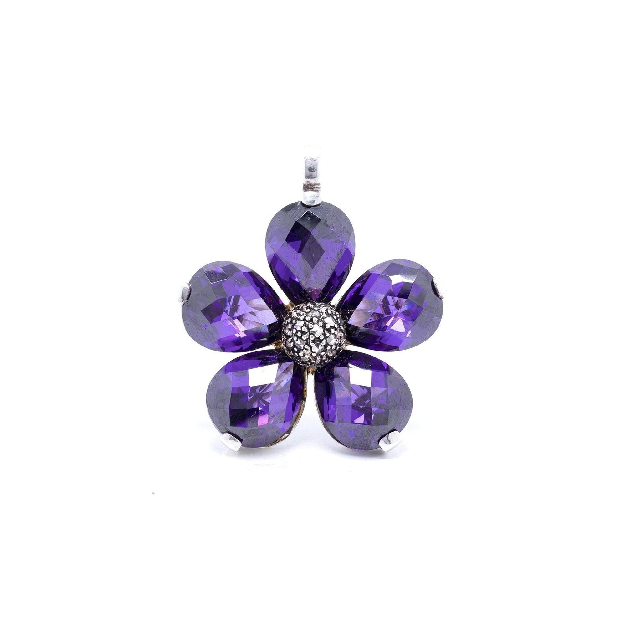 Thomas Sabo Large Purple Crystal Flower Pendant