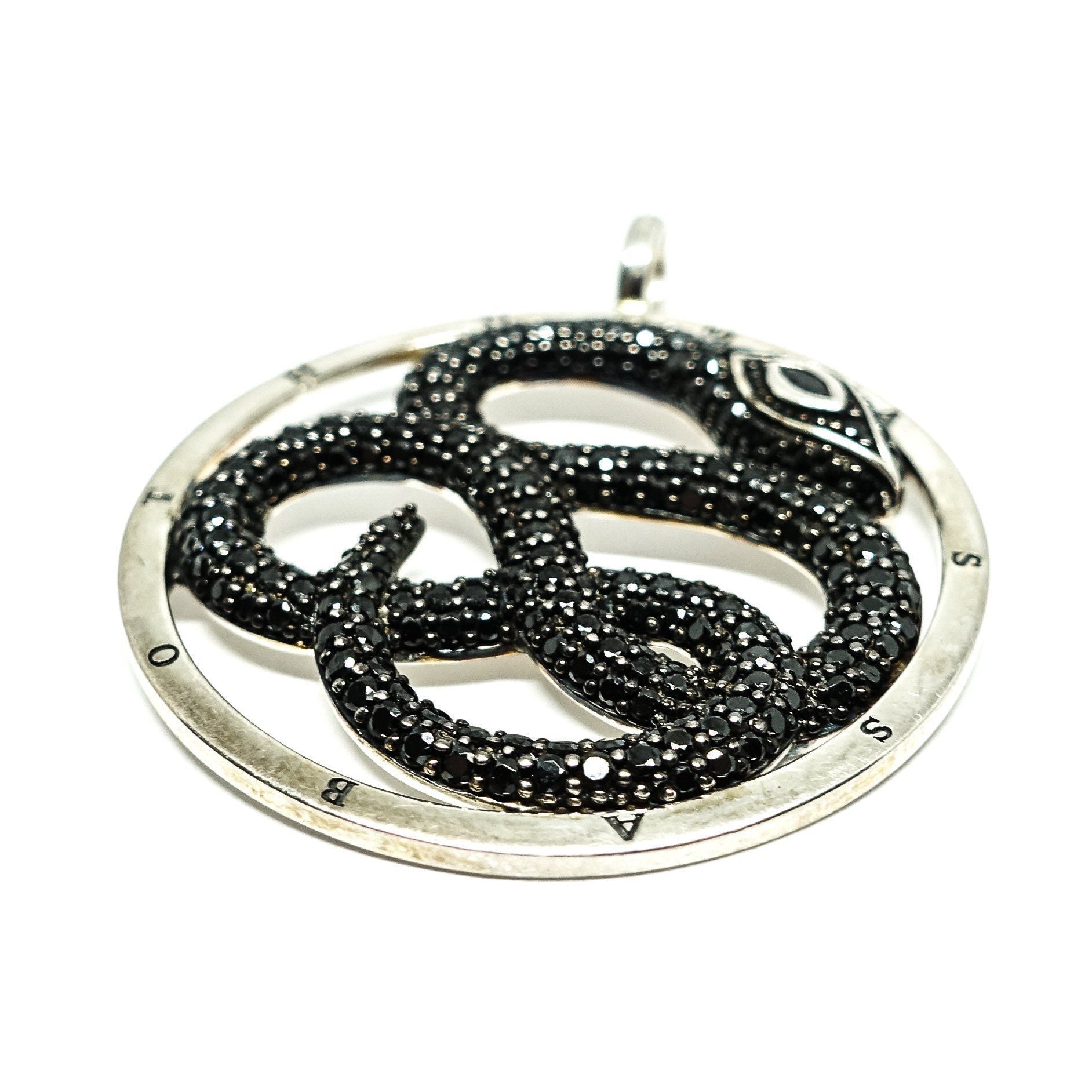 Thomas Sabo Snake Pendant in Sterling Silver with Black CZ