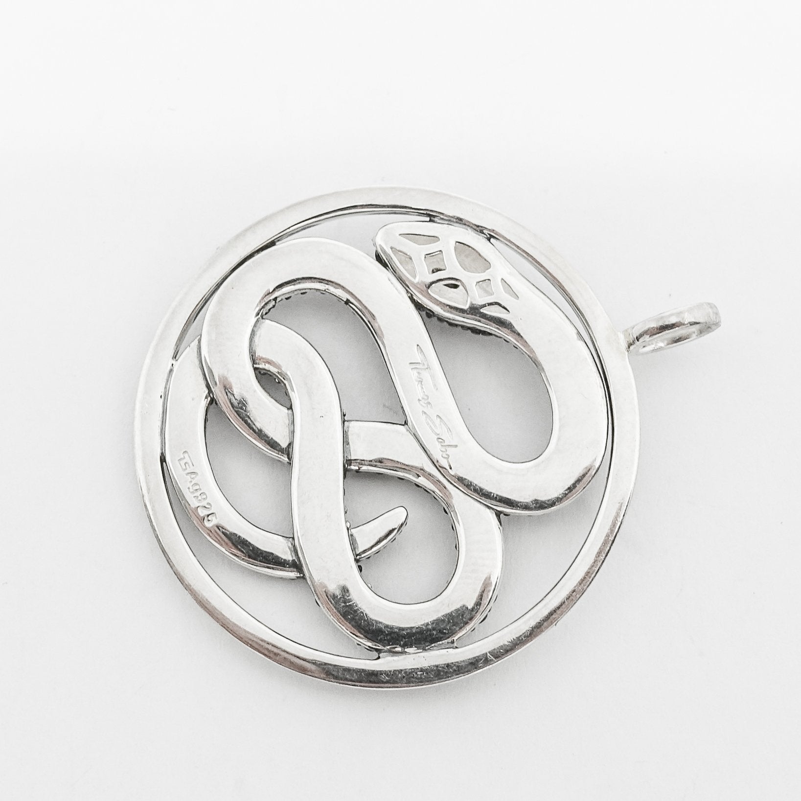 Thomas Sabo Snake Pendant in Sterling Silver with Synthetic Black CZ