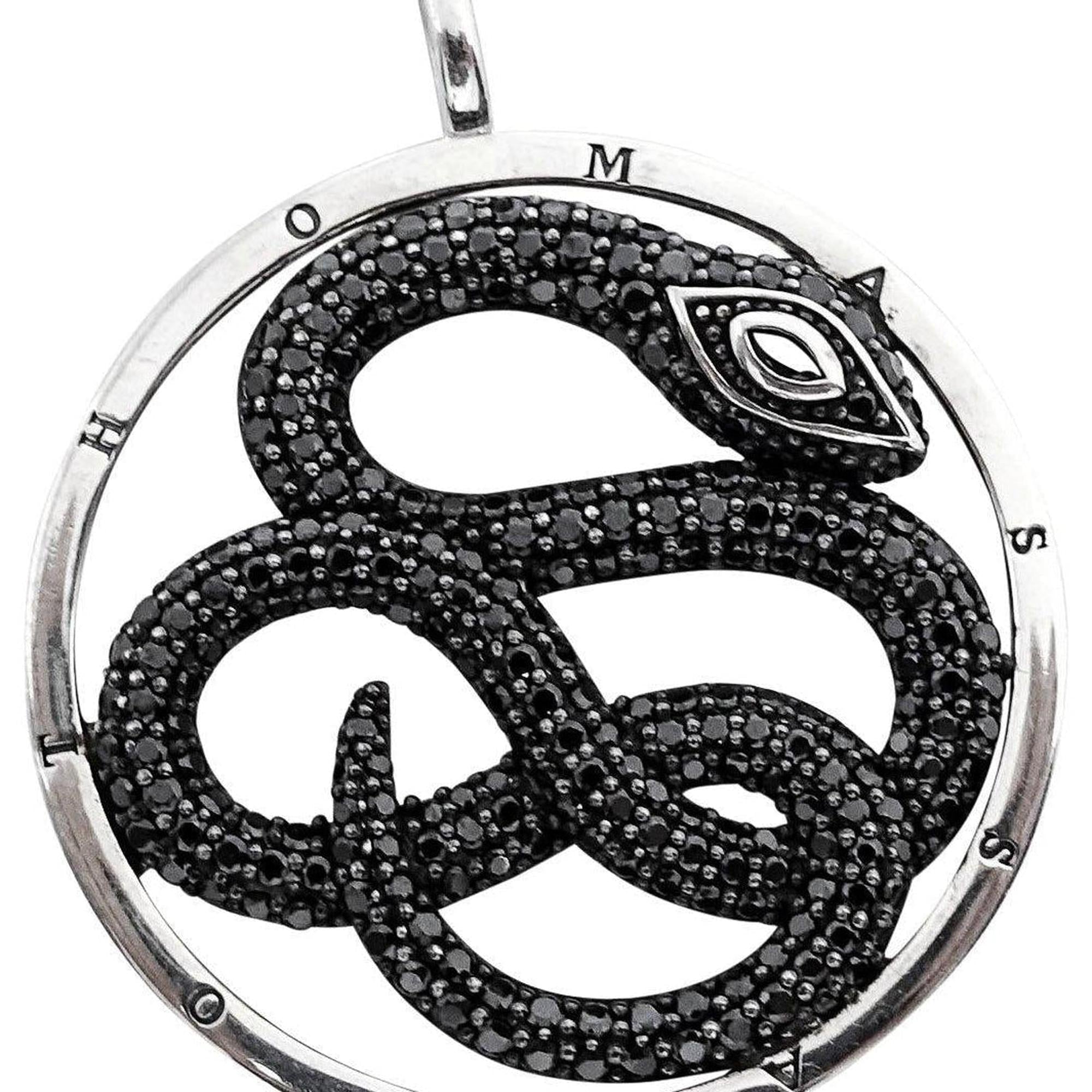 Thomas Sabo Snake Pendant in Sterling Silver with Synthetic Black CZ