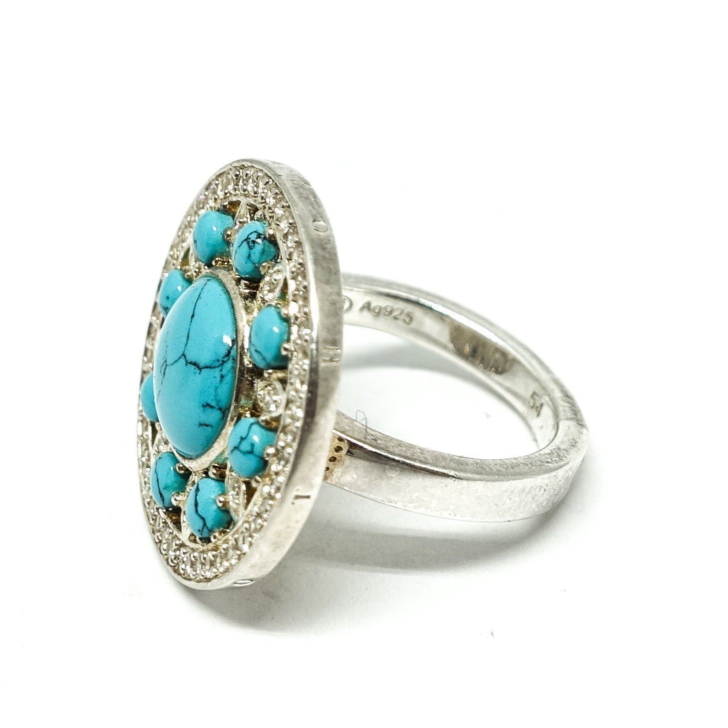 Thomas Sabo Turqoise Disc Ring in Sterling Silver with Turquoise and Clear CZ