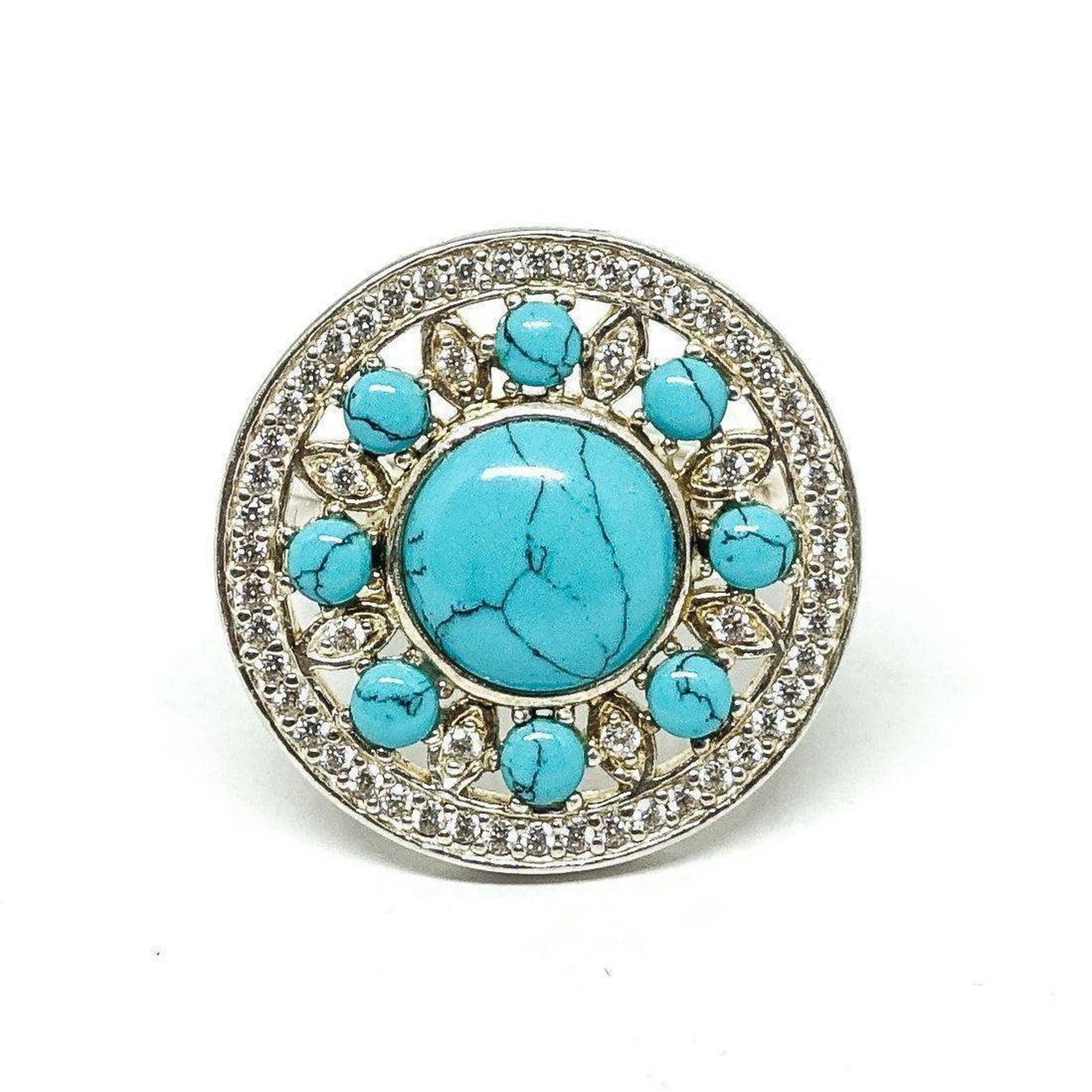 Thomas Sabo Turqoise Disc Ring in Sterling Silver with Turquoise and Clear CZ