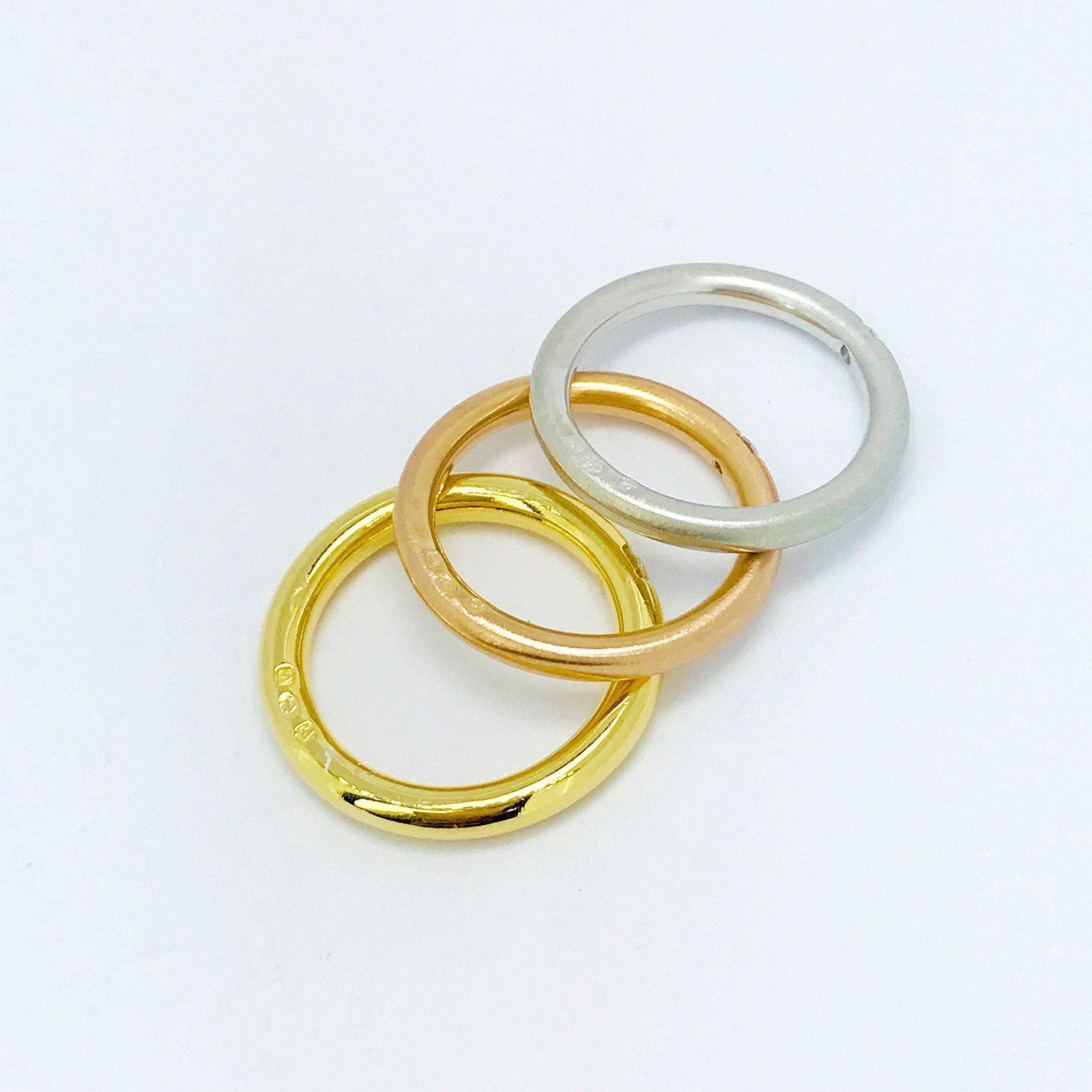 Three Colour Diamond Band Ring Set