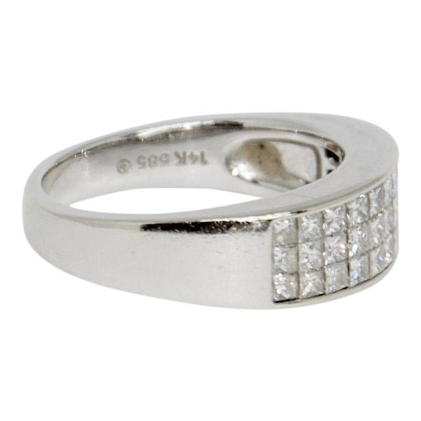Three Row Invisible-Set Diamond Band Ring