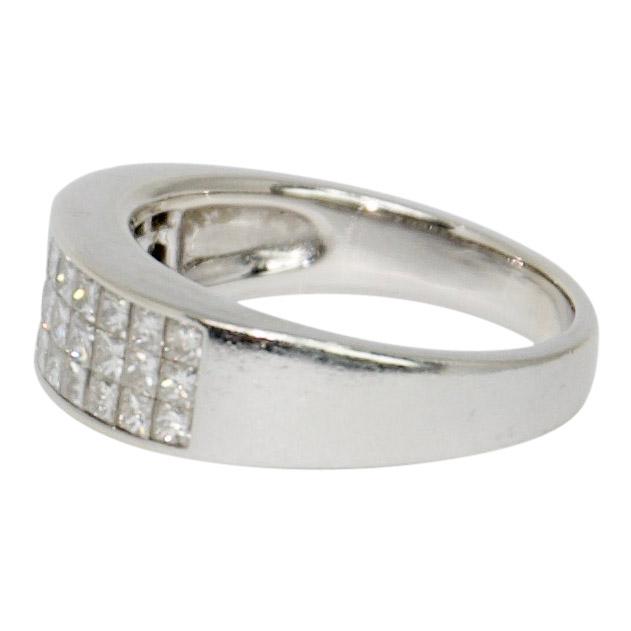 Three Row Invisible-Set Diamond Band Ring