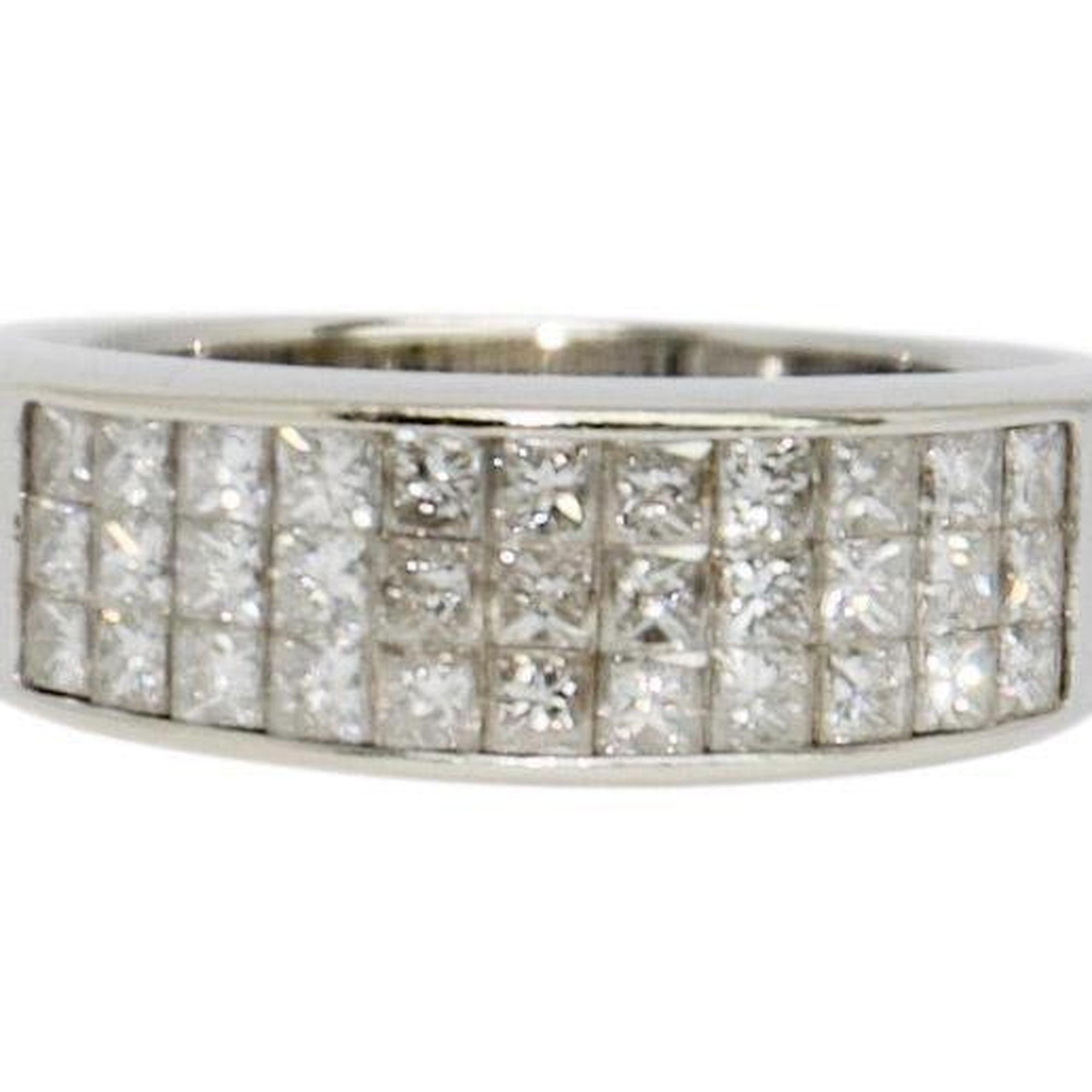 Three Row Invisible-Set Diamond Band Ring