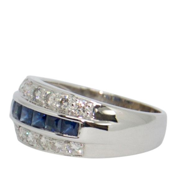 Three-Row Sapphire and Diamond Cocktail Ring