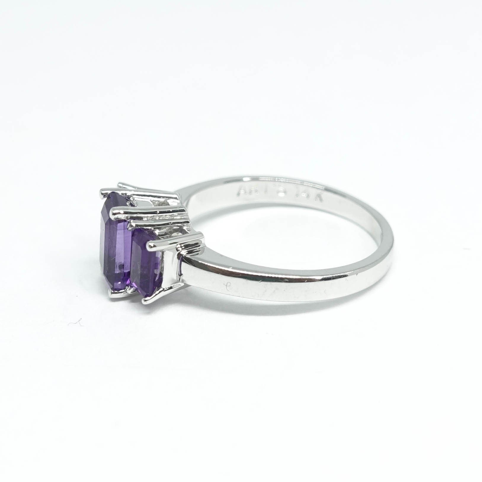 Three Stone Amethyst Ring