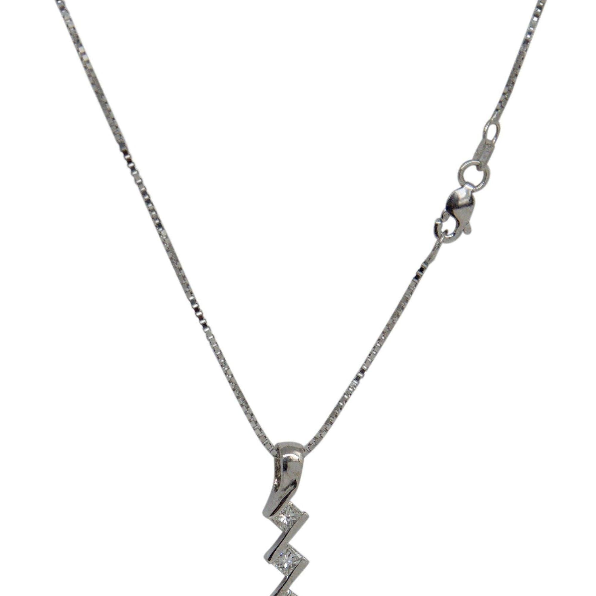 Three Stone Diamond Drop Pendant Necklace