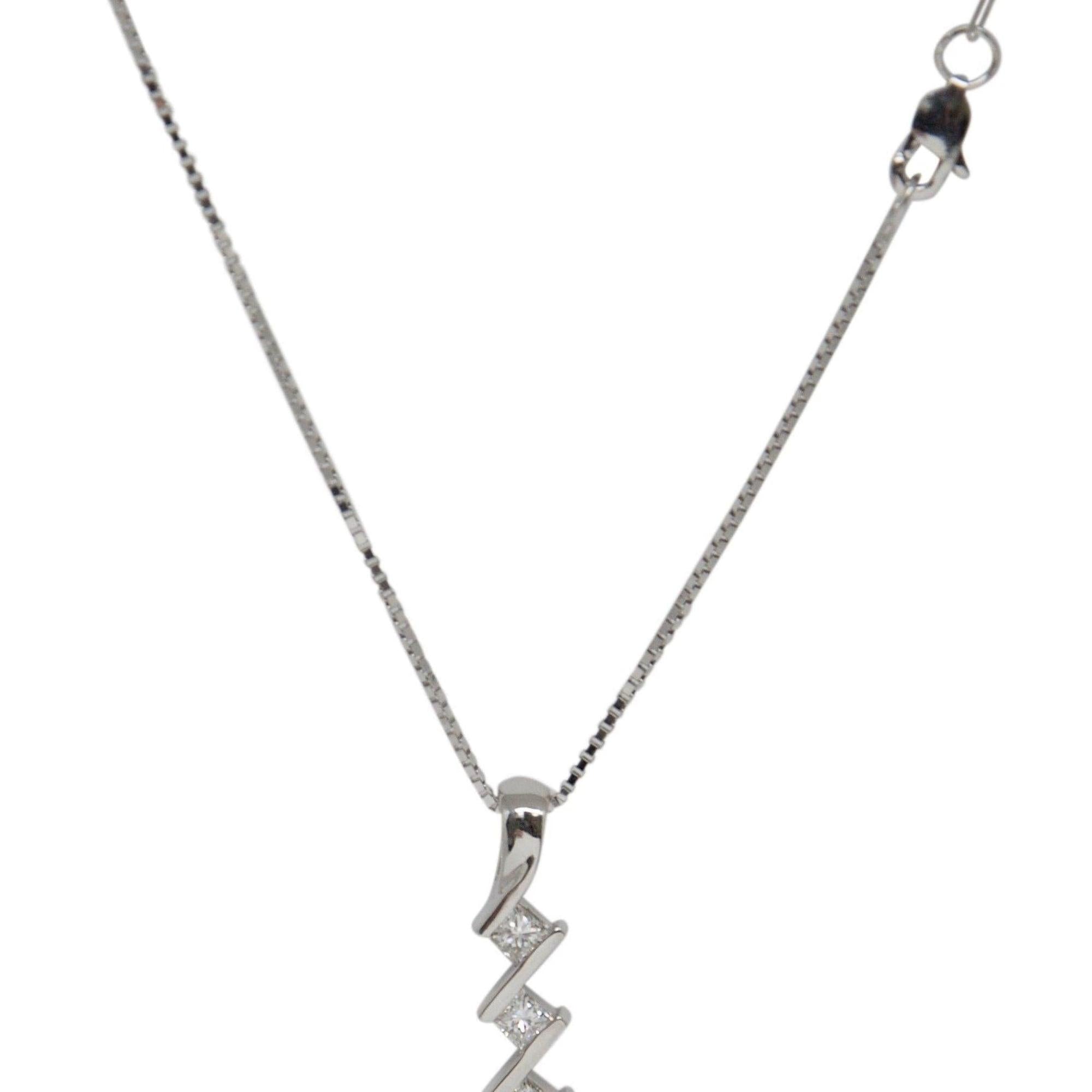 Three Stone Diamond Drop Pendant Necklace