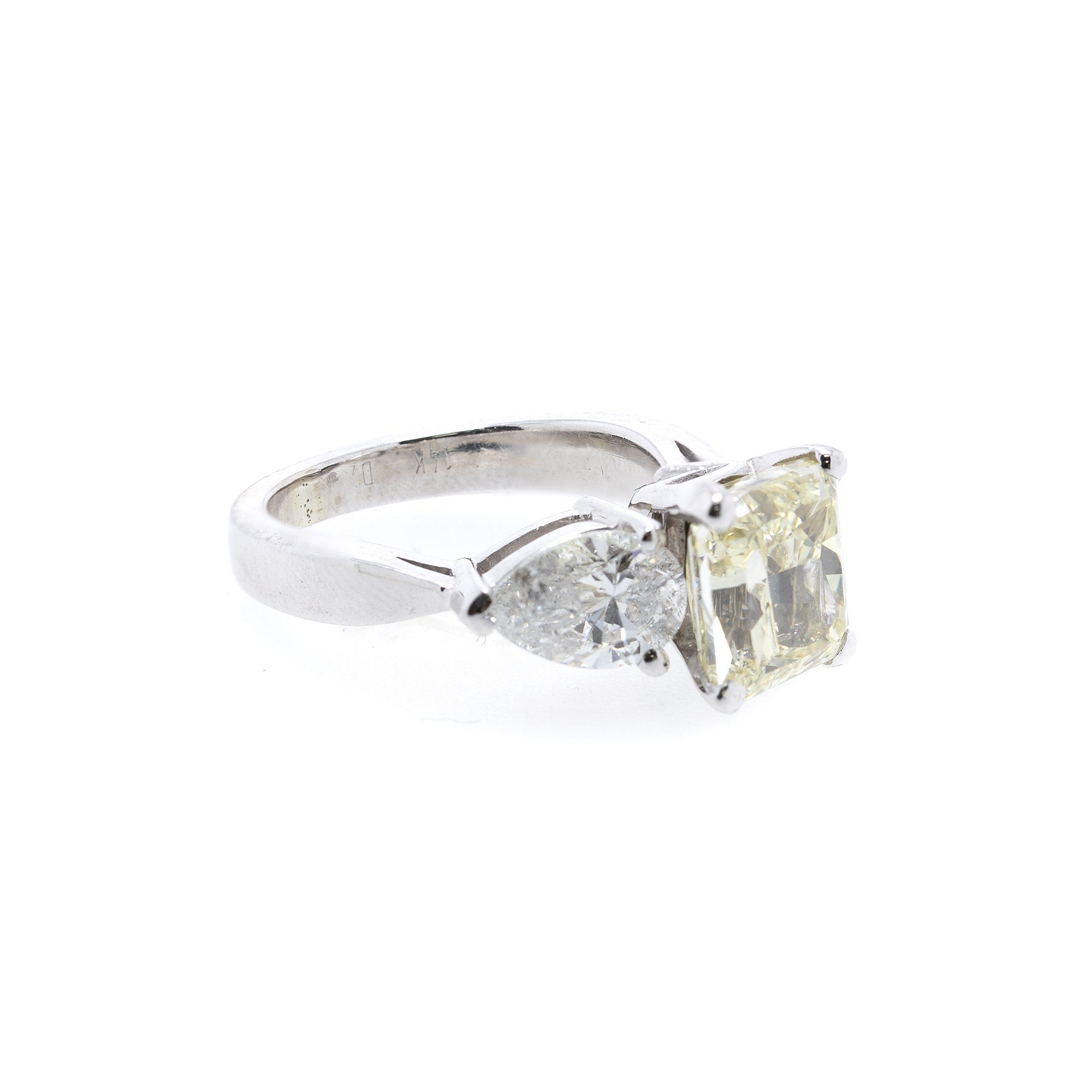 Three Stone Natural Yellow Diamond Ring w/ GIA Certificate