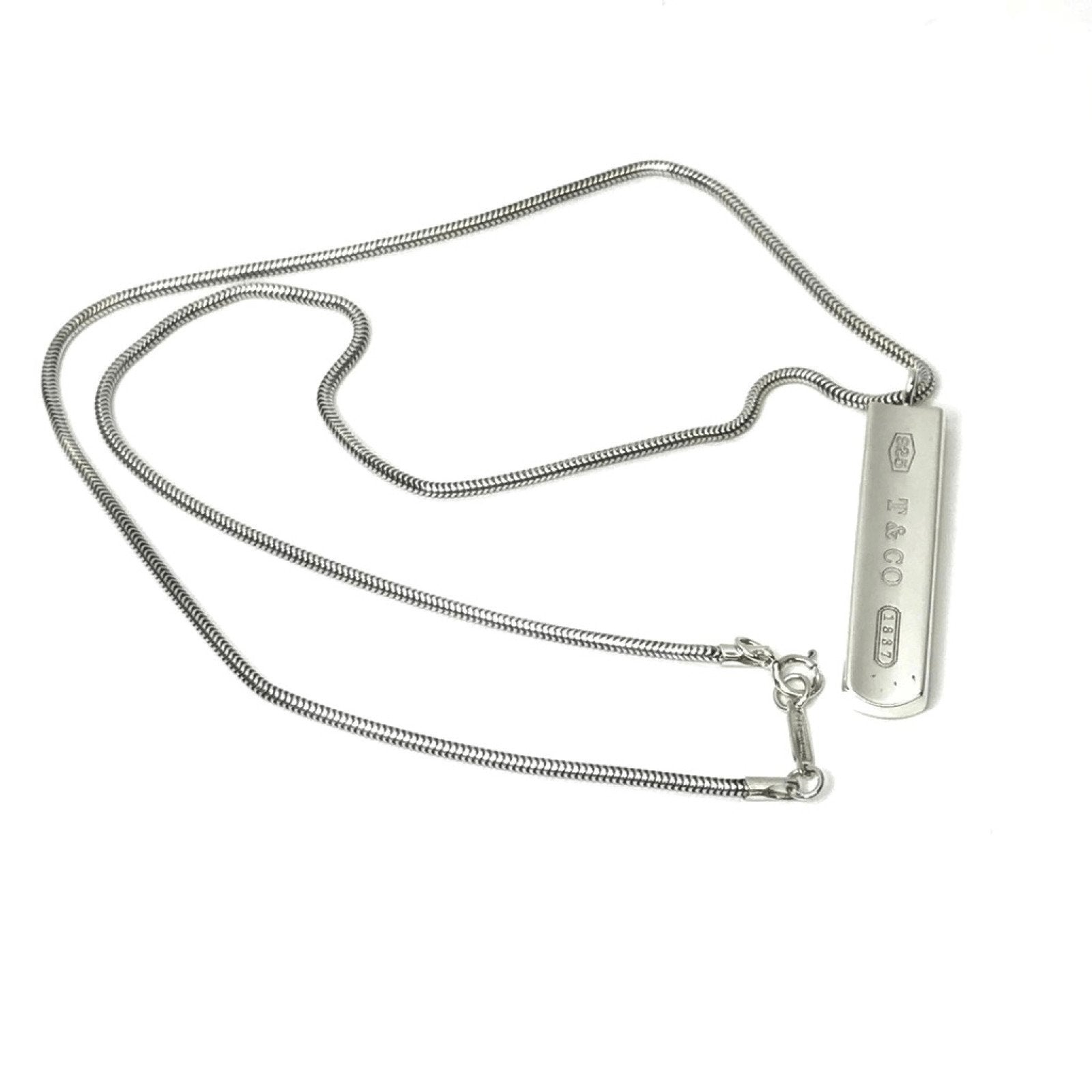 Tiffany & Co 1837 Bar Design Pendant Necklace in Sterling Silver