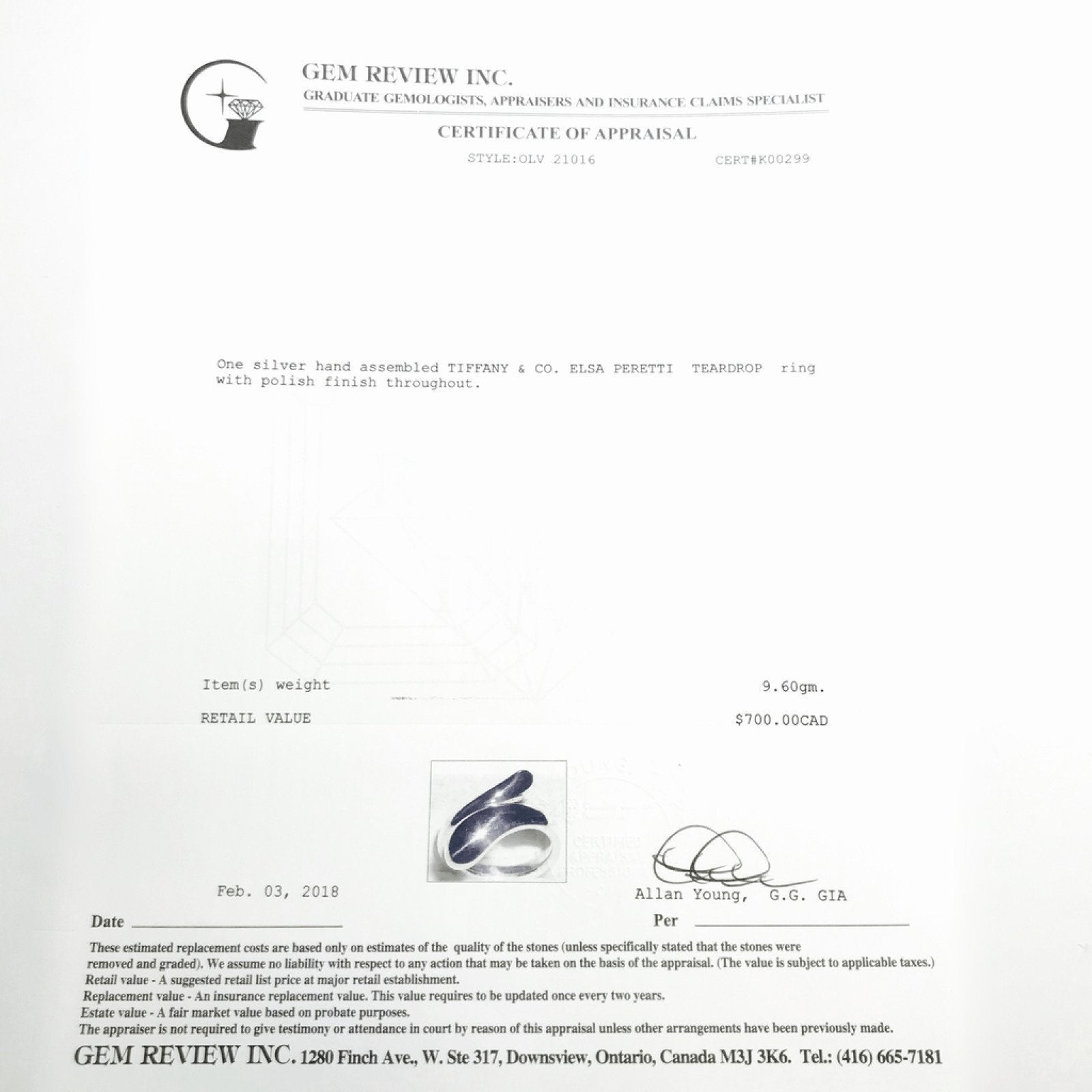 Tiffany & Co Elsa Peretti Teardrop Ring