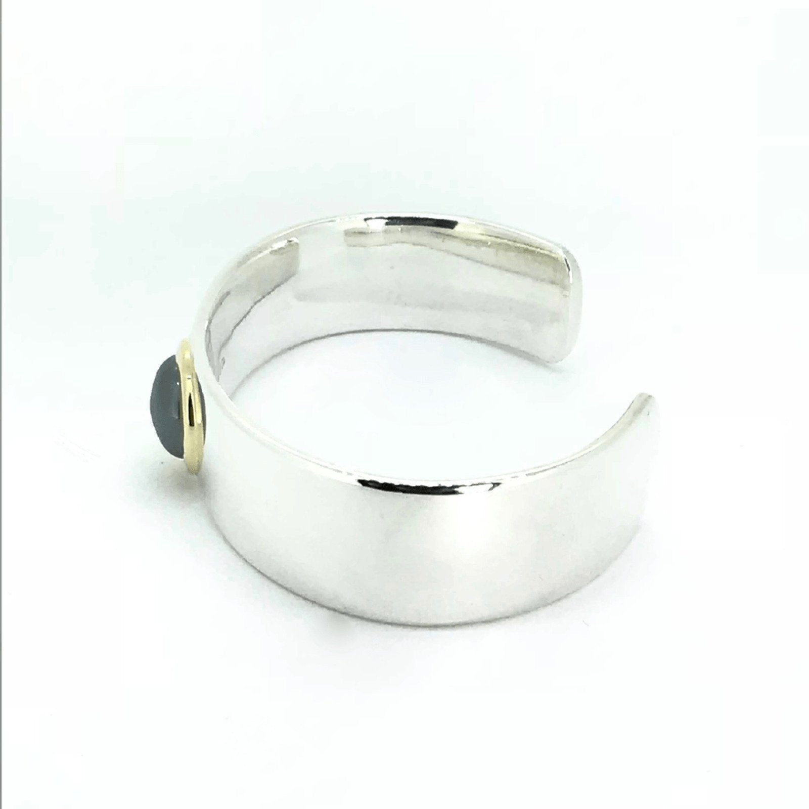 Tiffany & Co Hematite Cuff Bangle Bracelet in Sterling Silver and 18K Yellow Gold