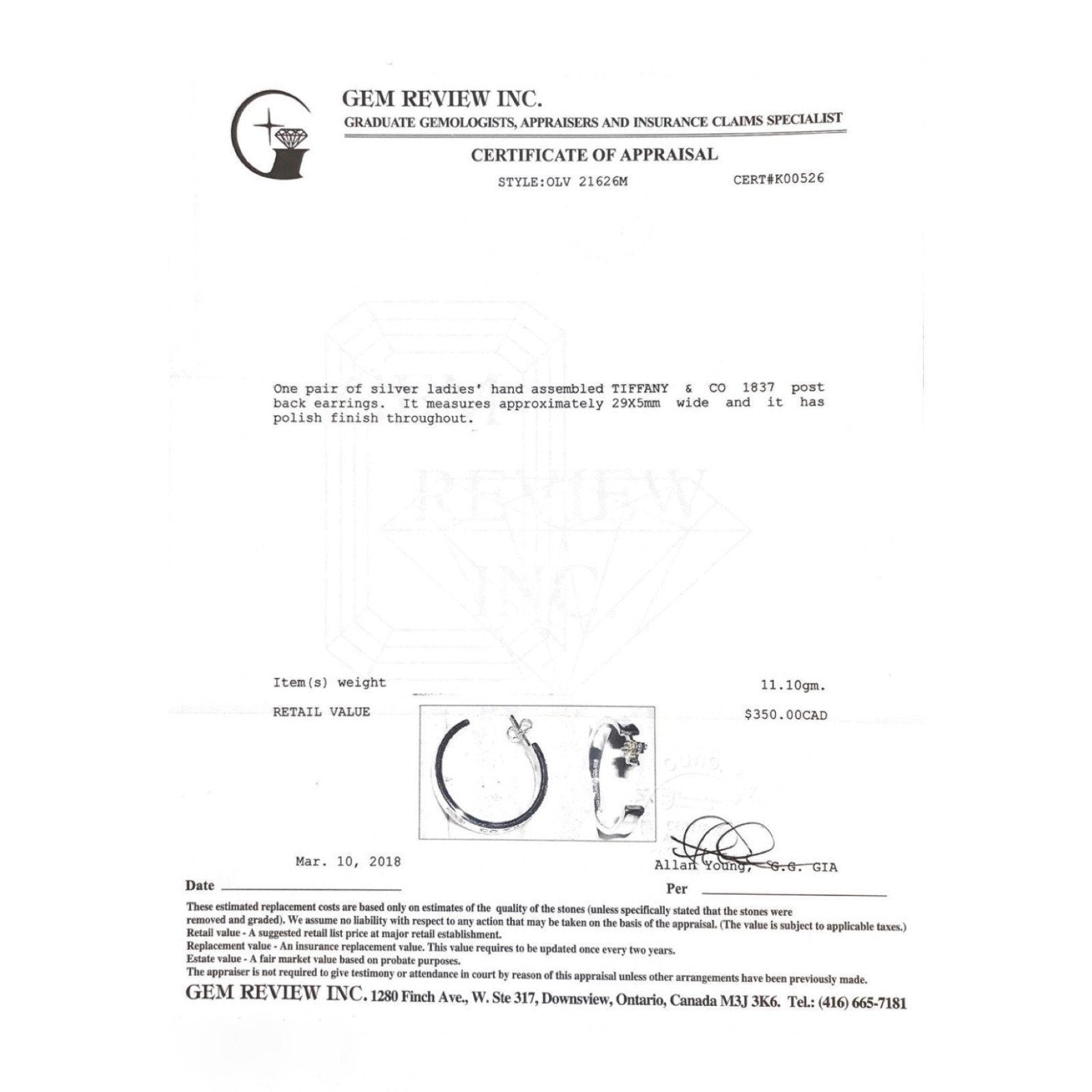 Tiffany & Co. 1837 Hoop Earrings in Sterling Silver