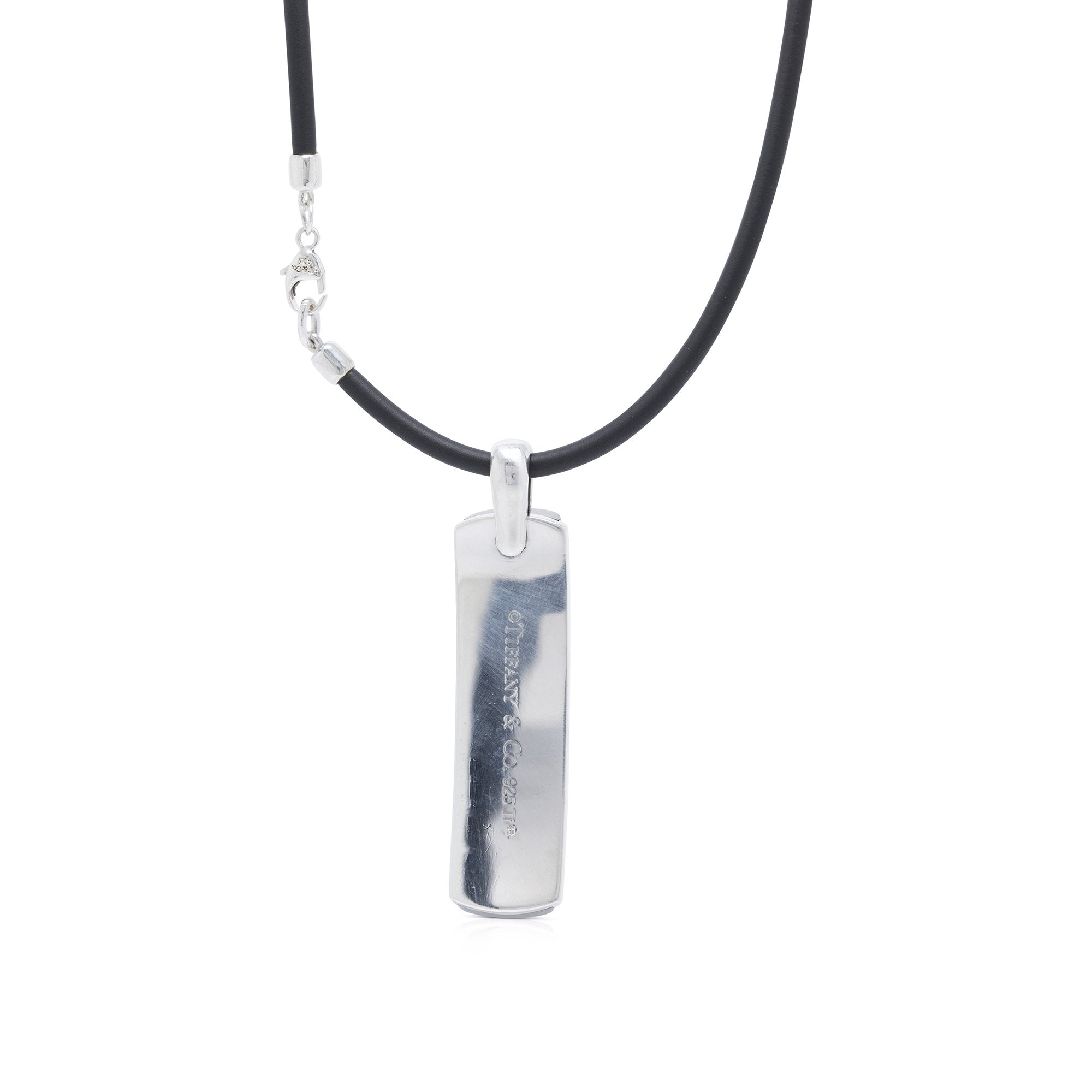 Tiffany & Co. 1837 Midnight Titanium Bar Pendant Surfer Necklace