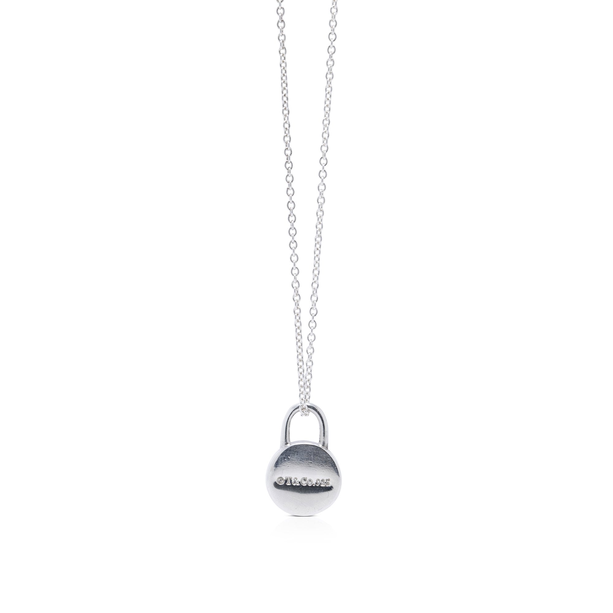 Tiffany & Co. 1837 Mini Round Lock Diamond Pendant Necklace