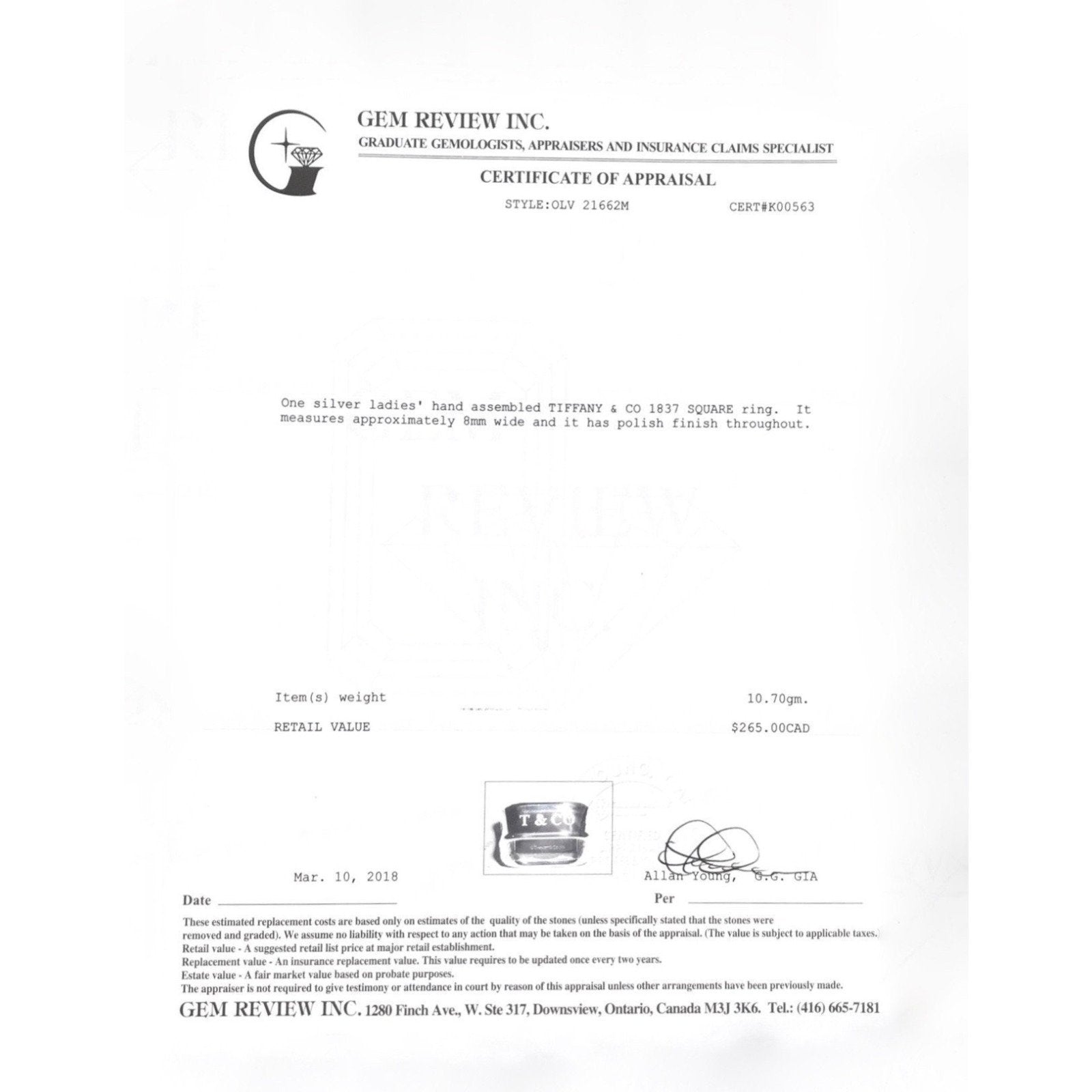 Tiffany & Co. 1837 Square Ring in Sterling Silver