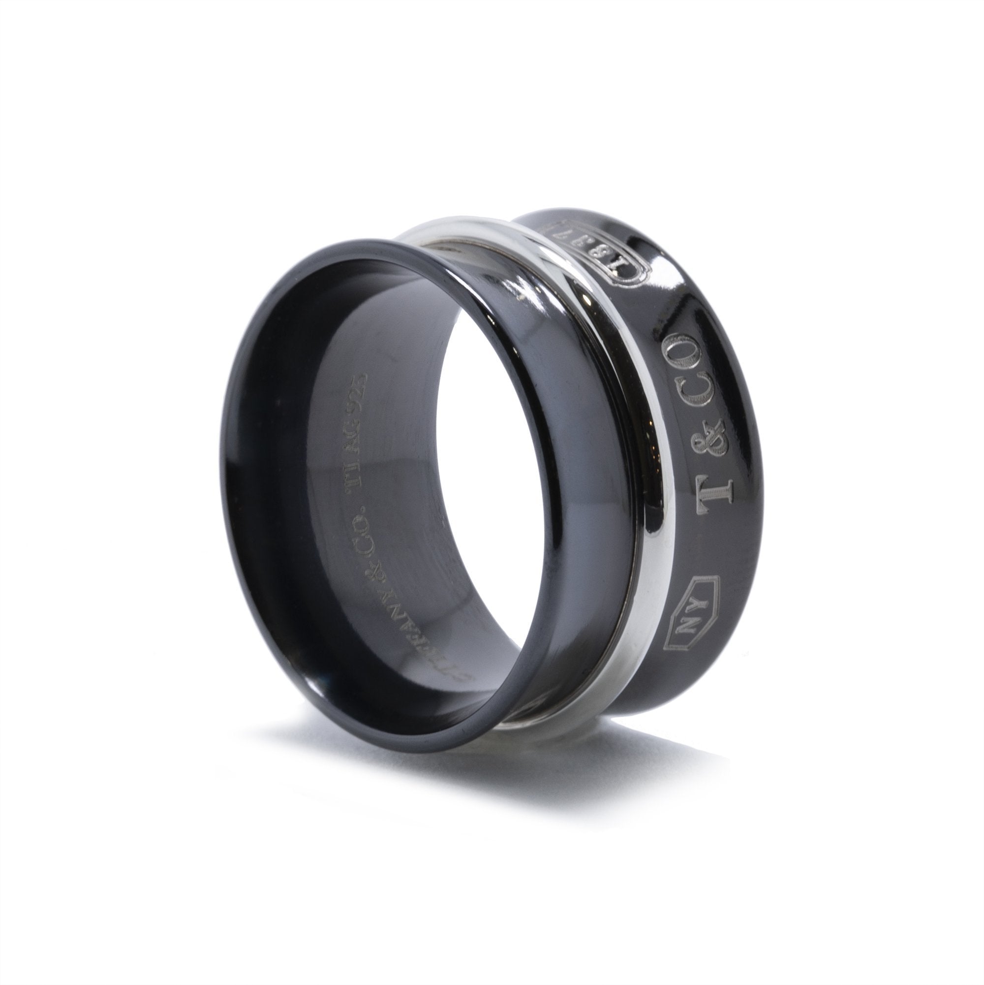 Tiffany & Co. 1837 Titanium & Sterling Silver Wide Belt Ring