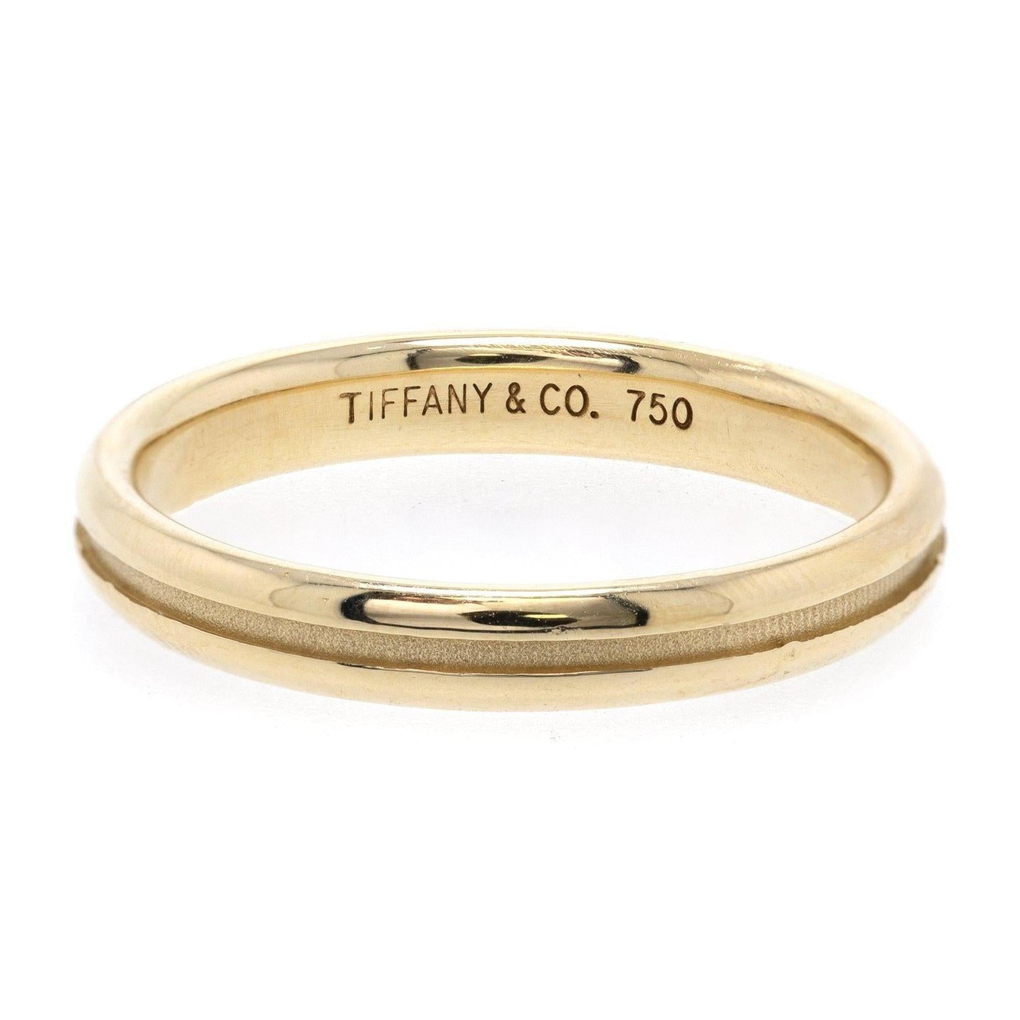 Tiffany & Co. 18K Gold Groove Wedding Band Ring