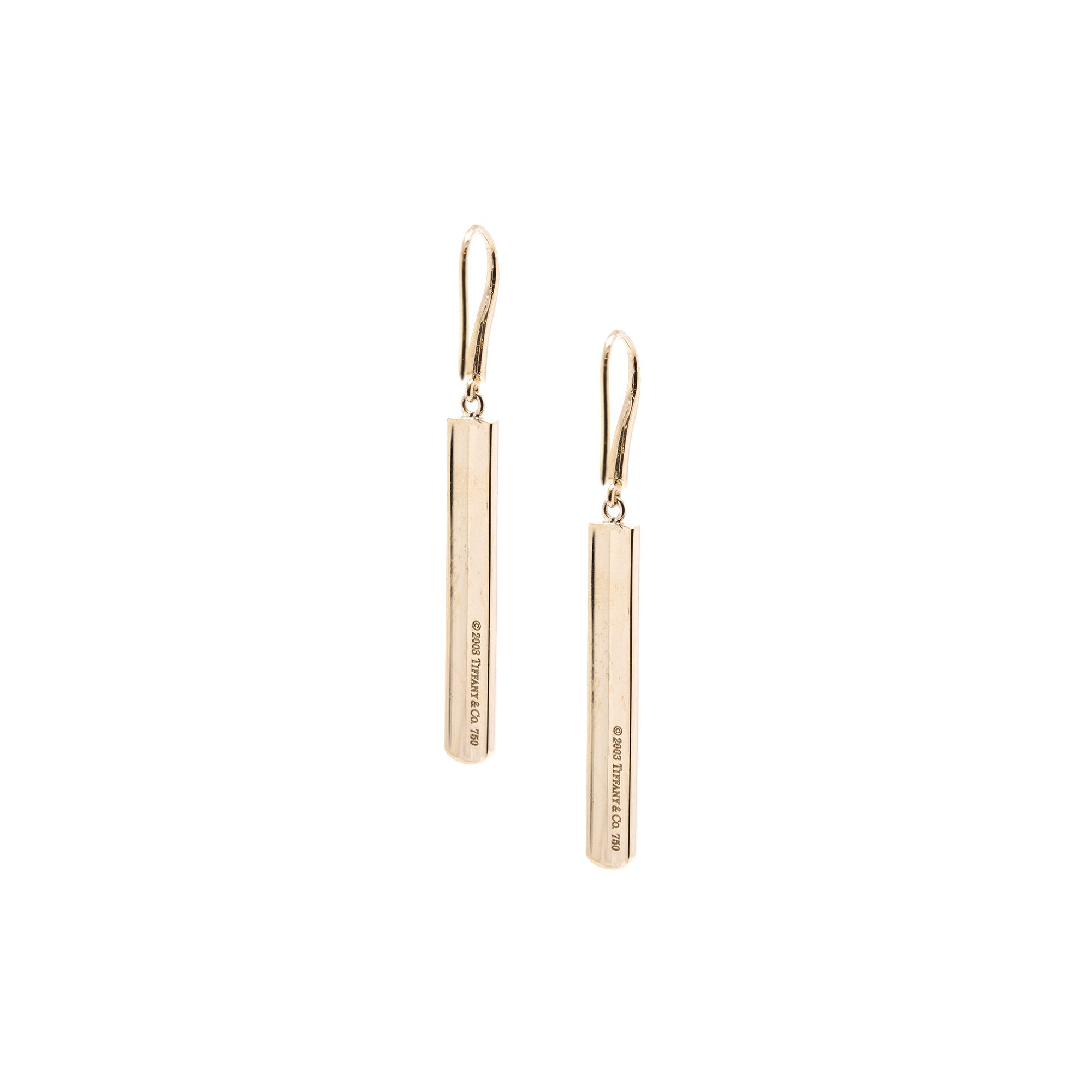 Tiffany & Co. 18k Gold 1837 Bar Drop Earrings