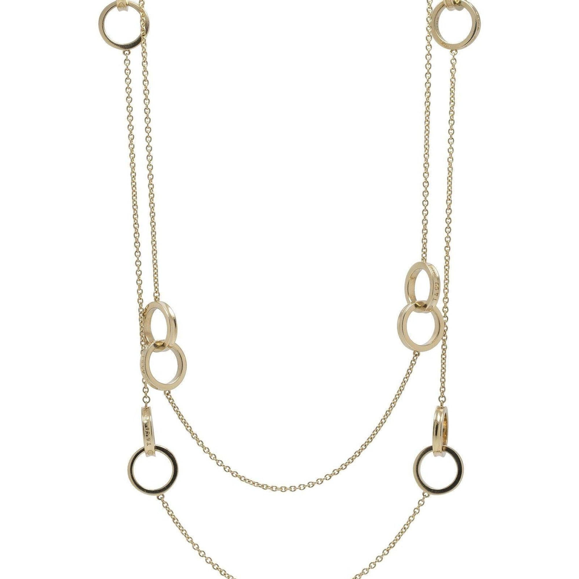 Tiffany & Co. 18k Gold 1837 Interlocking Circles Station Necklace