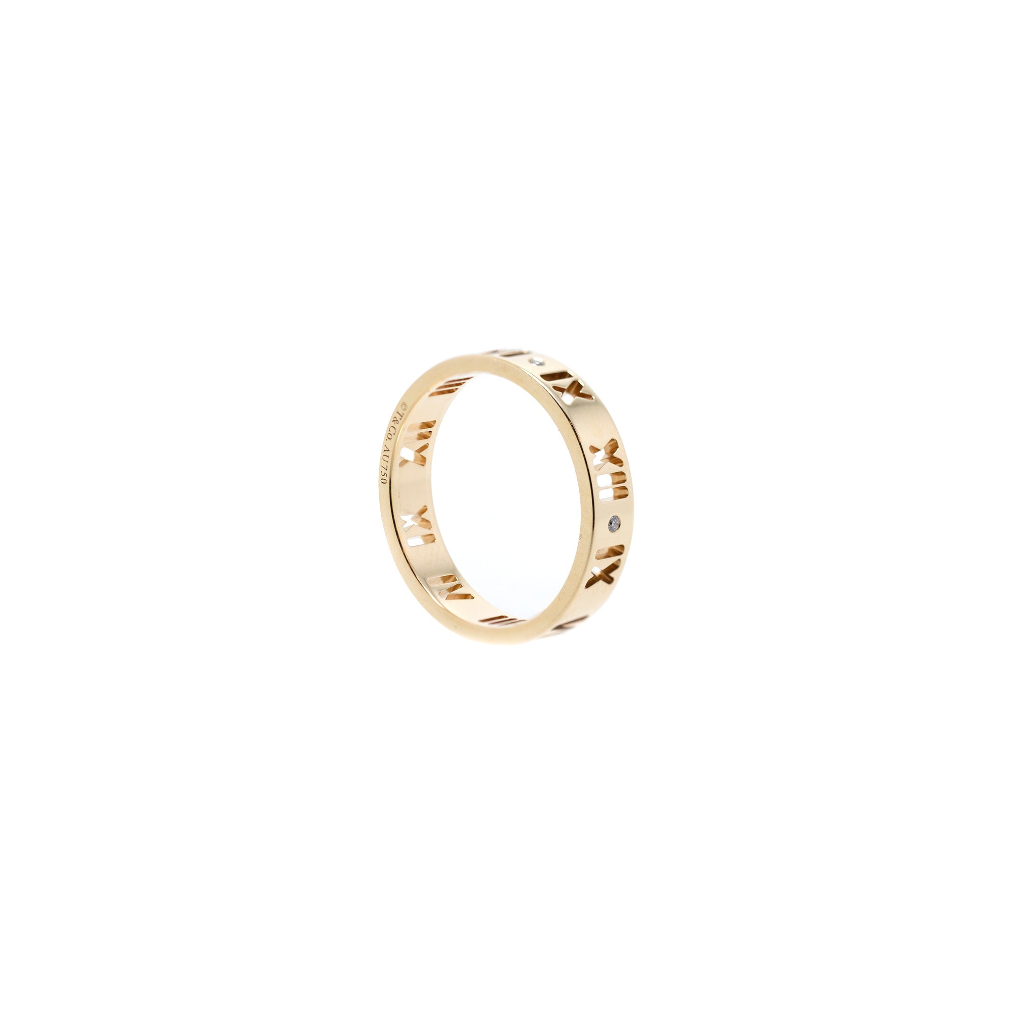 Tiffany & Co. 18k Gold Atlas Pierced Ring with Diamonds