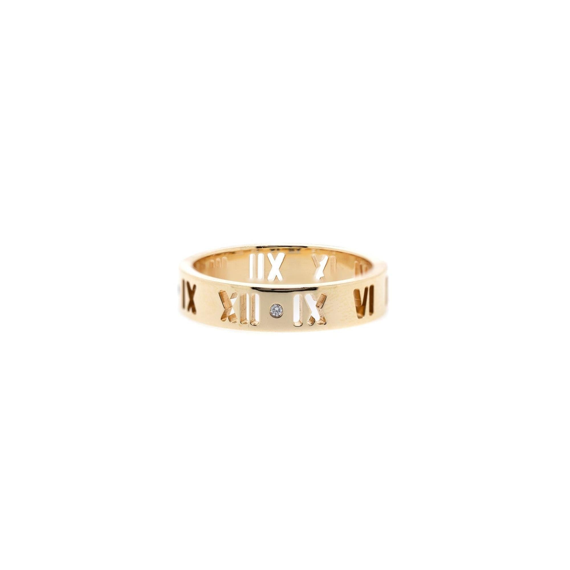 Tiffany & Co. 18k Gold Atlas Pierced Ring with Diamonds