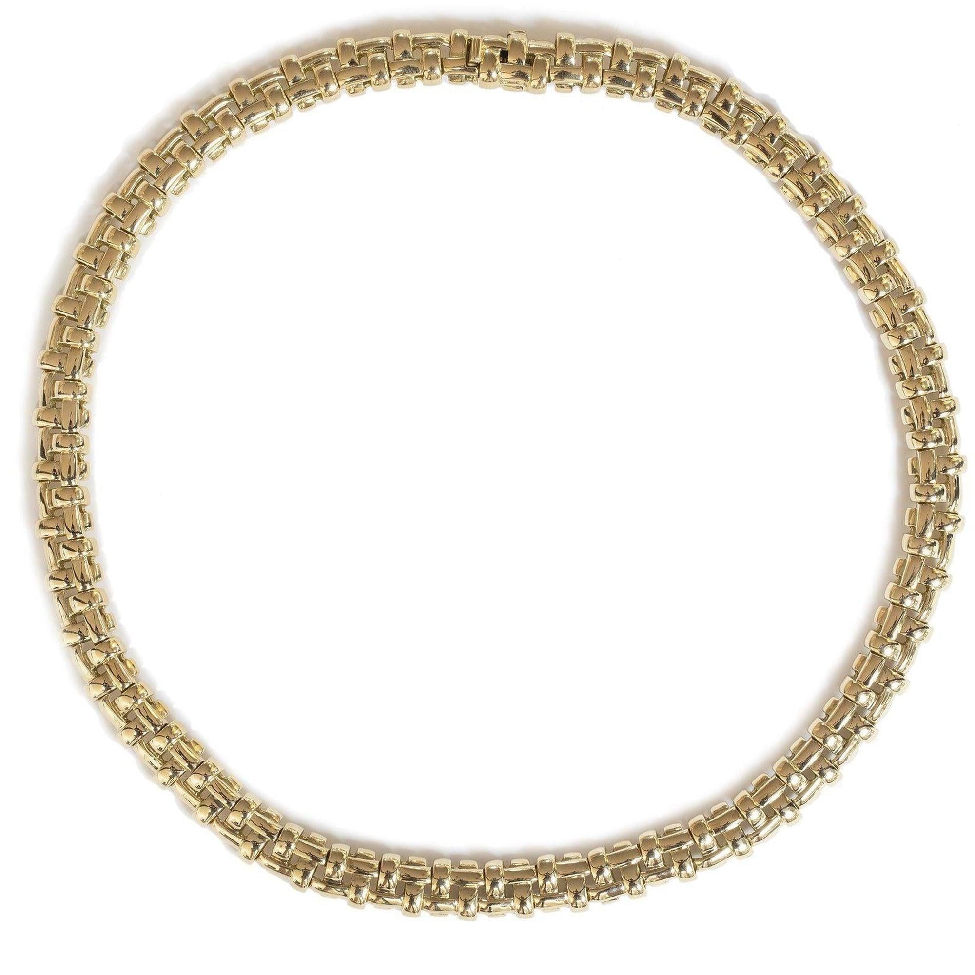 Tiffany & Co. 18k Gold Basket Weave Link Necklace