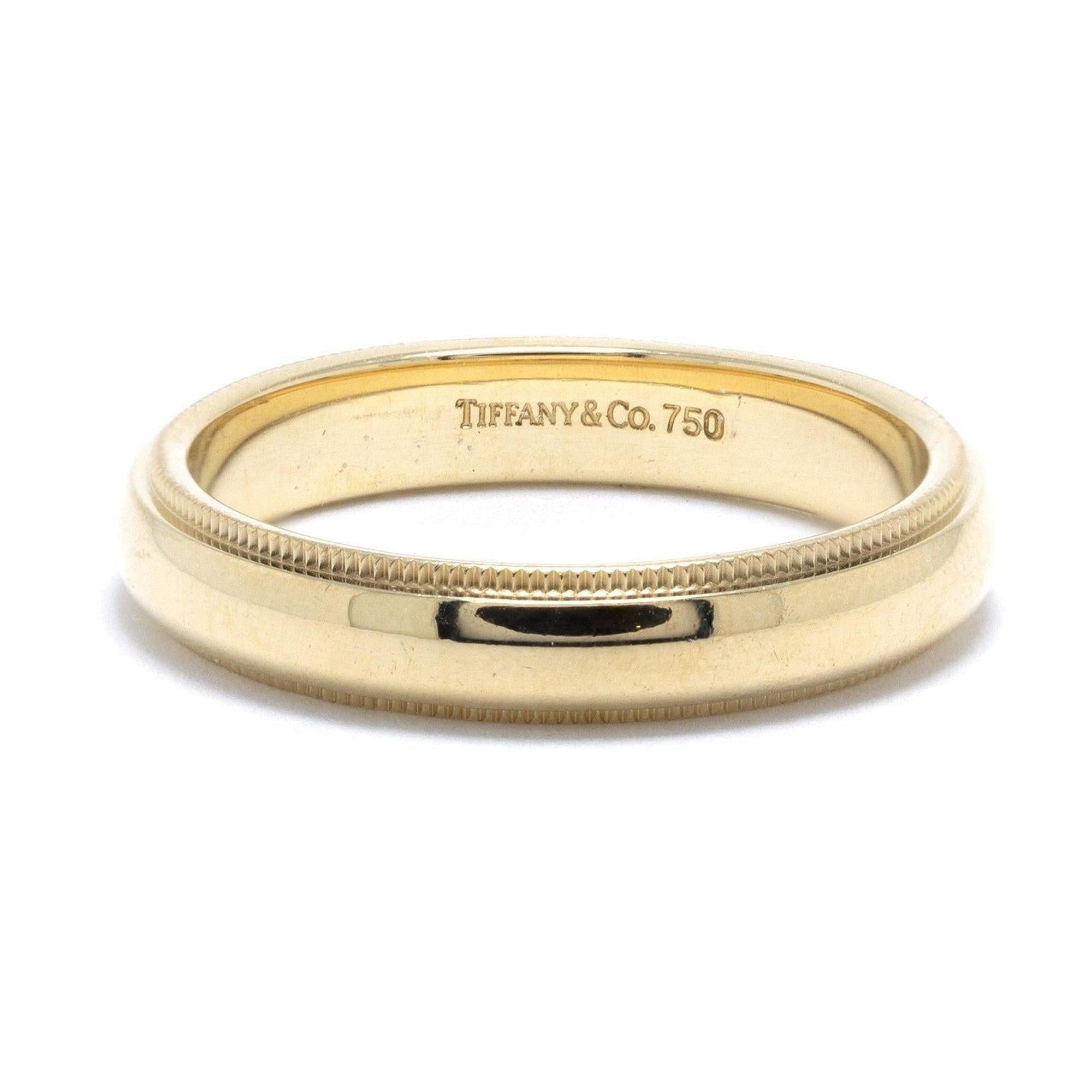 Tiffany & Co. 18k Gold Classic Milgrain Wedding Band Ring
