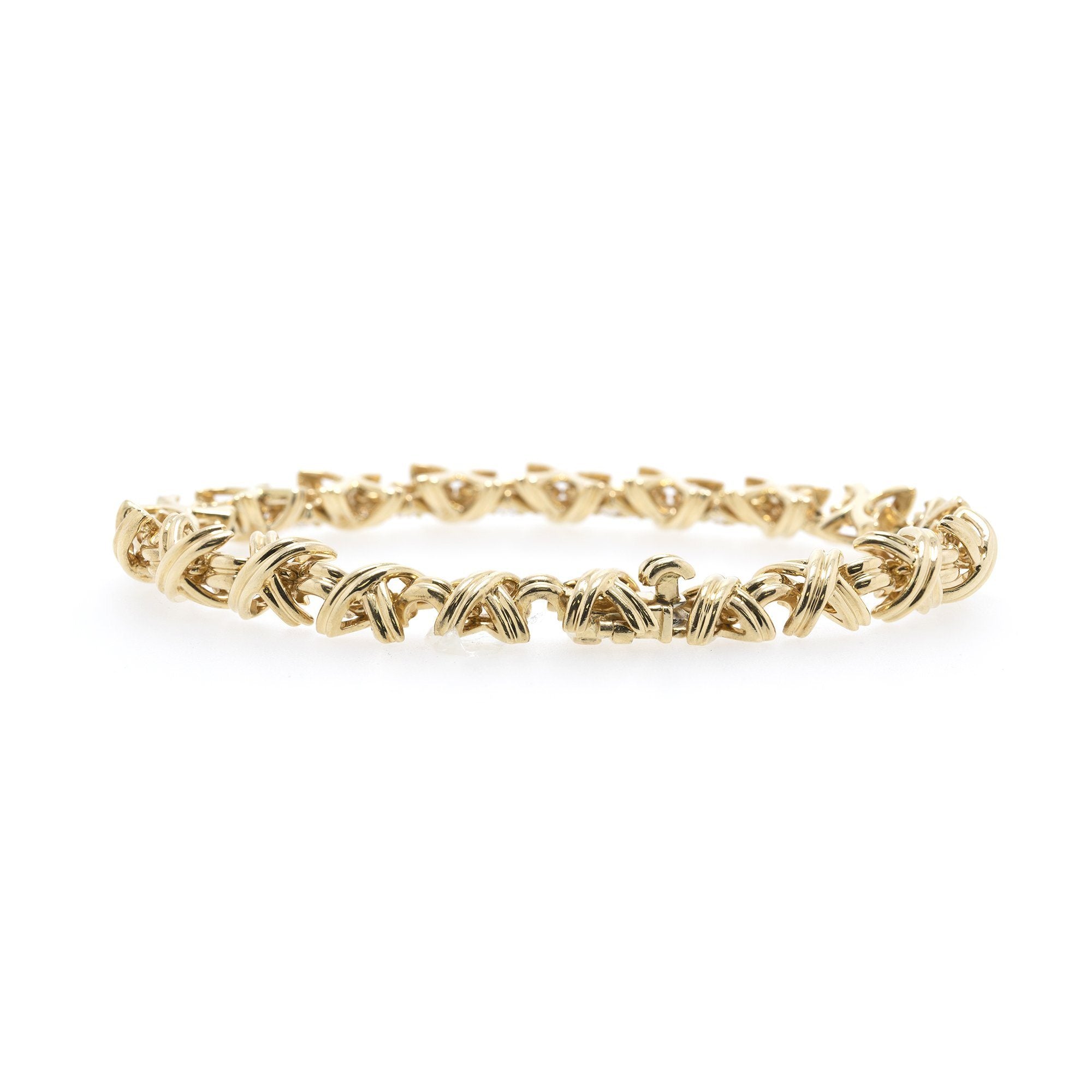 Tiffany & Co. 18k Gold Diamond Signature X Link Bracelet