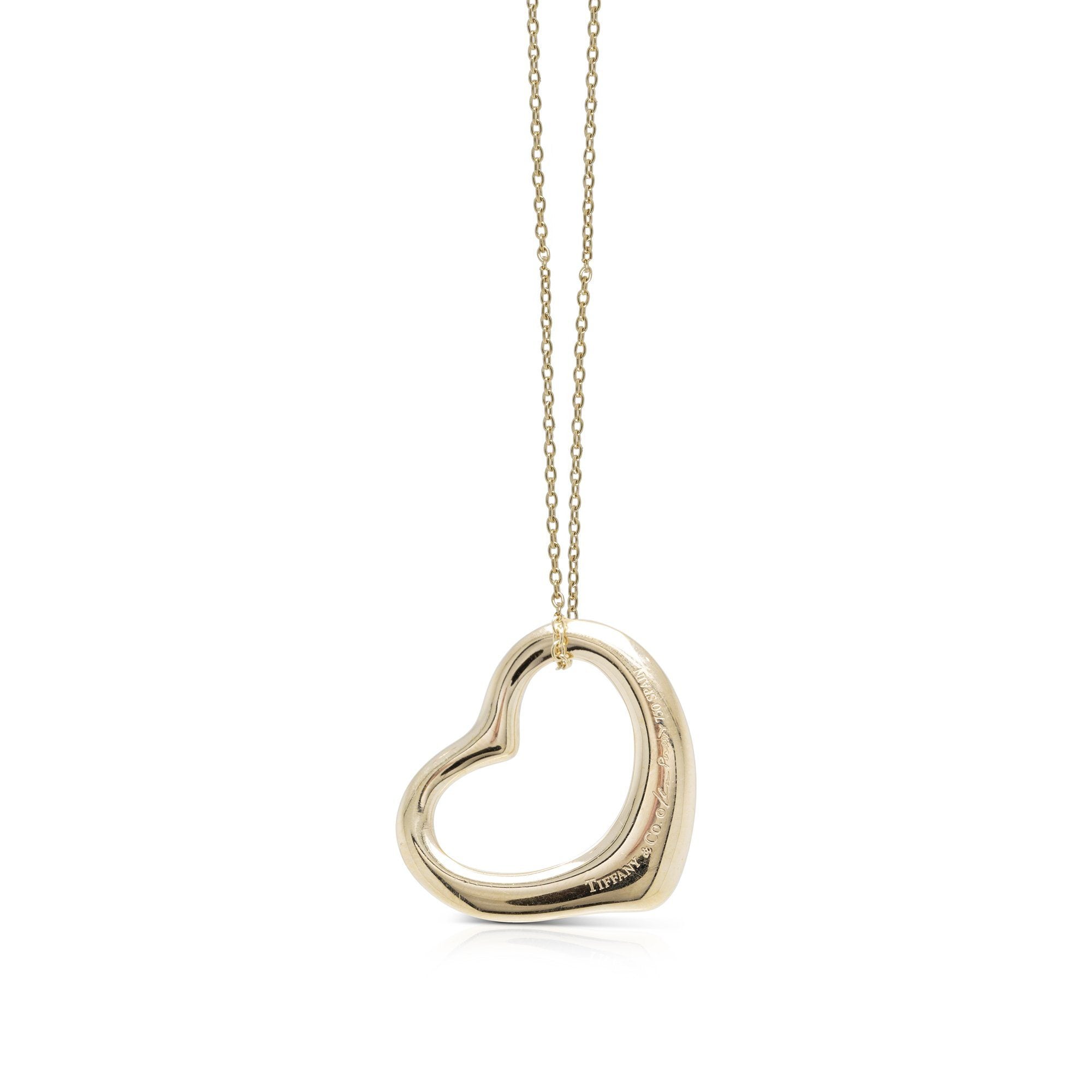 Tiffany & Co. 18k Gold Elsa Peretti Open Heart Pendant Necklace