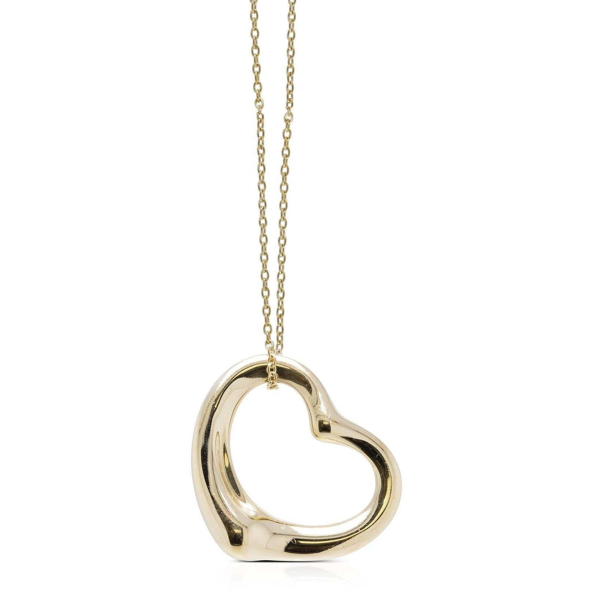 Tiffany & Co. 18k Gold Elsa Peretti Open Heart Pendant Necklace